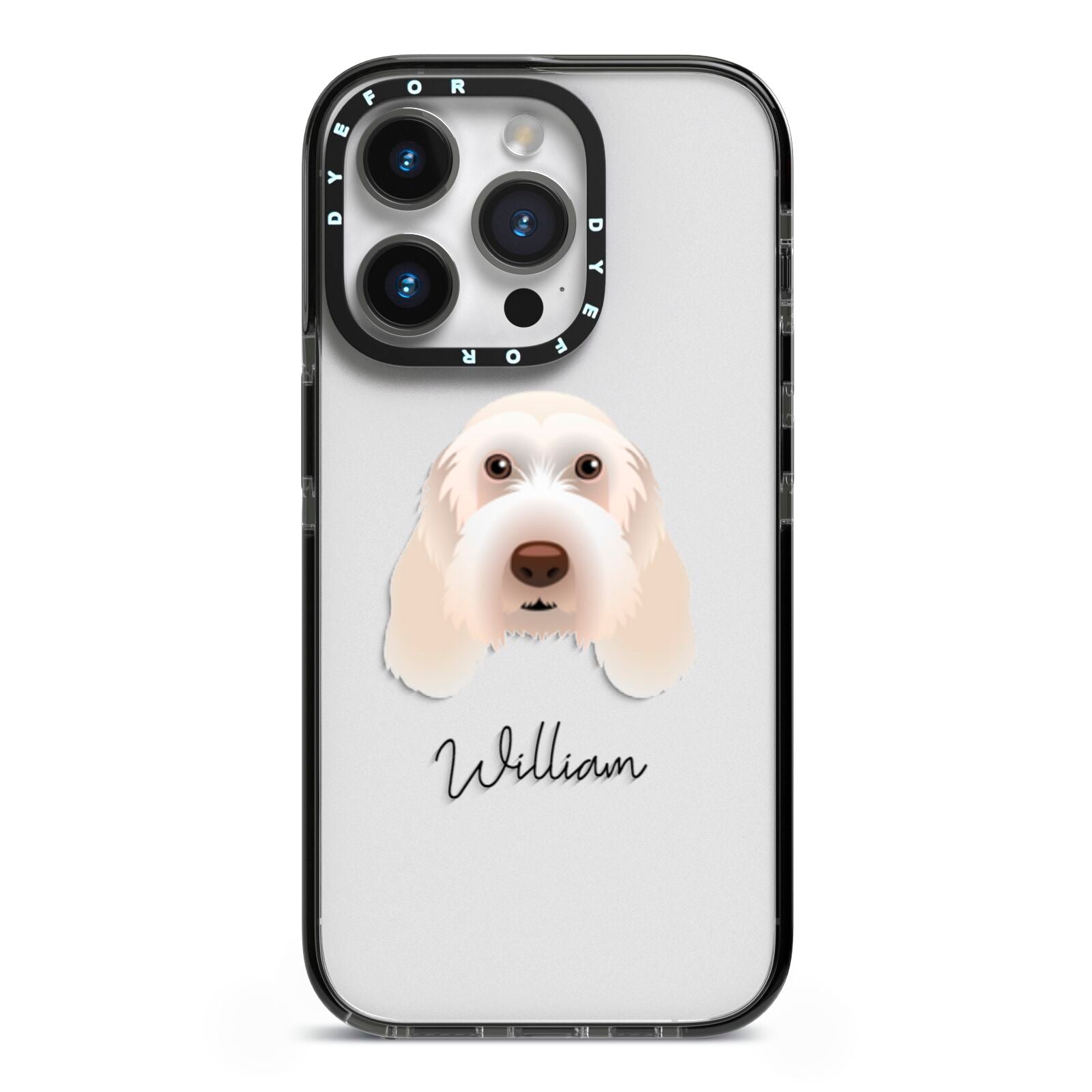 Italian Spinone Personalised iPhone 14 Pro Black Impact Case on Silver phone