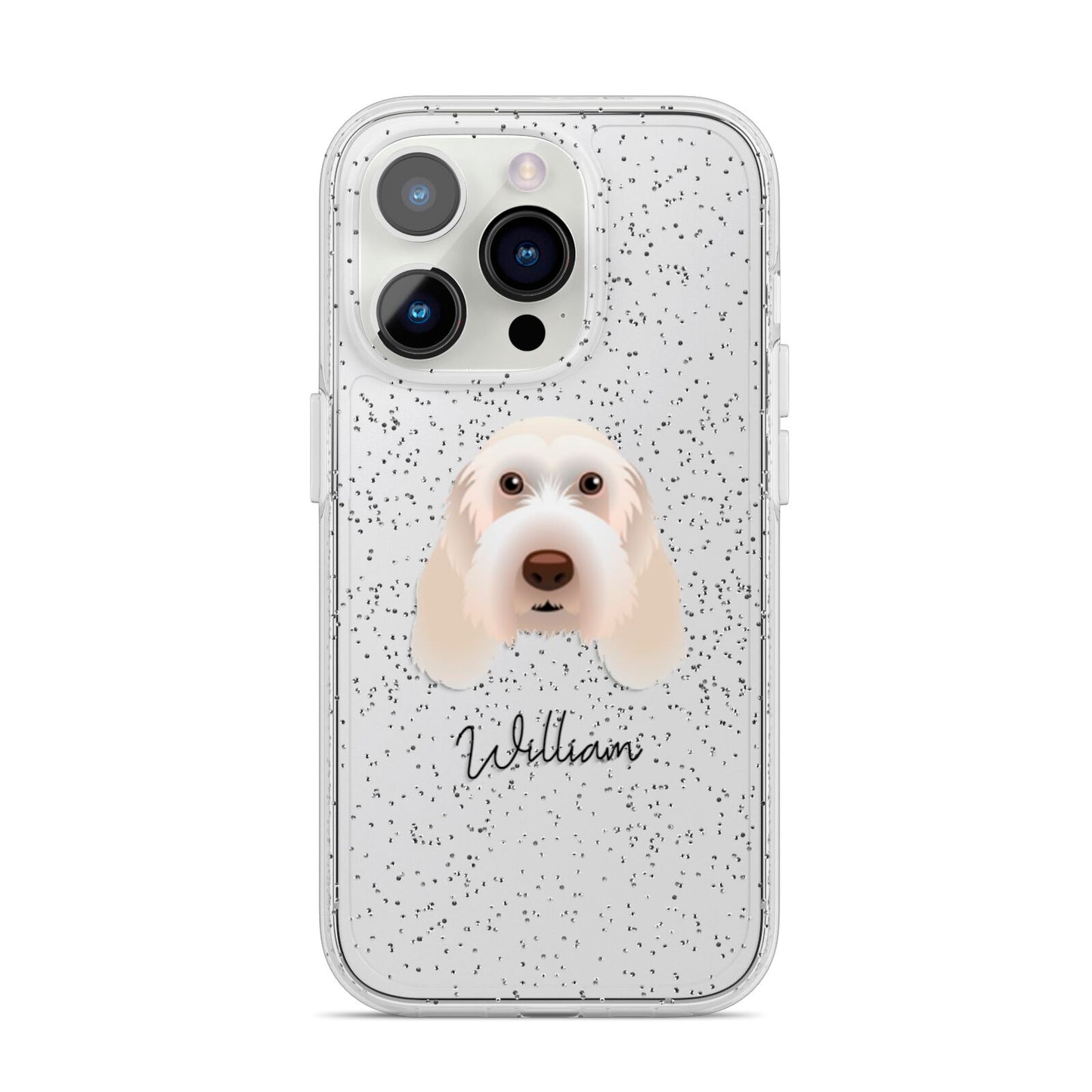 Italian Spinone Personalised iPhone 14 Pro Glitter Tough Case Silver