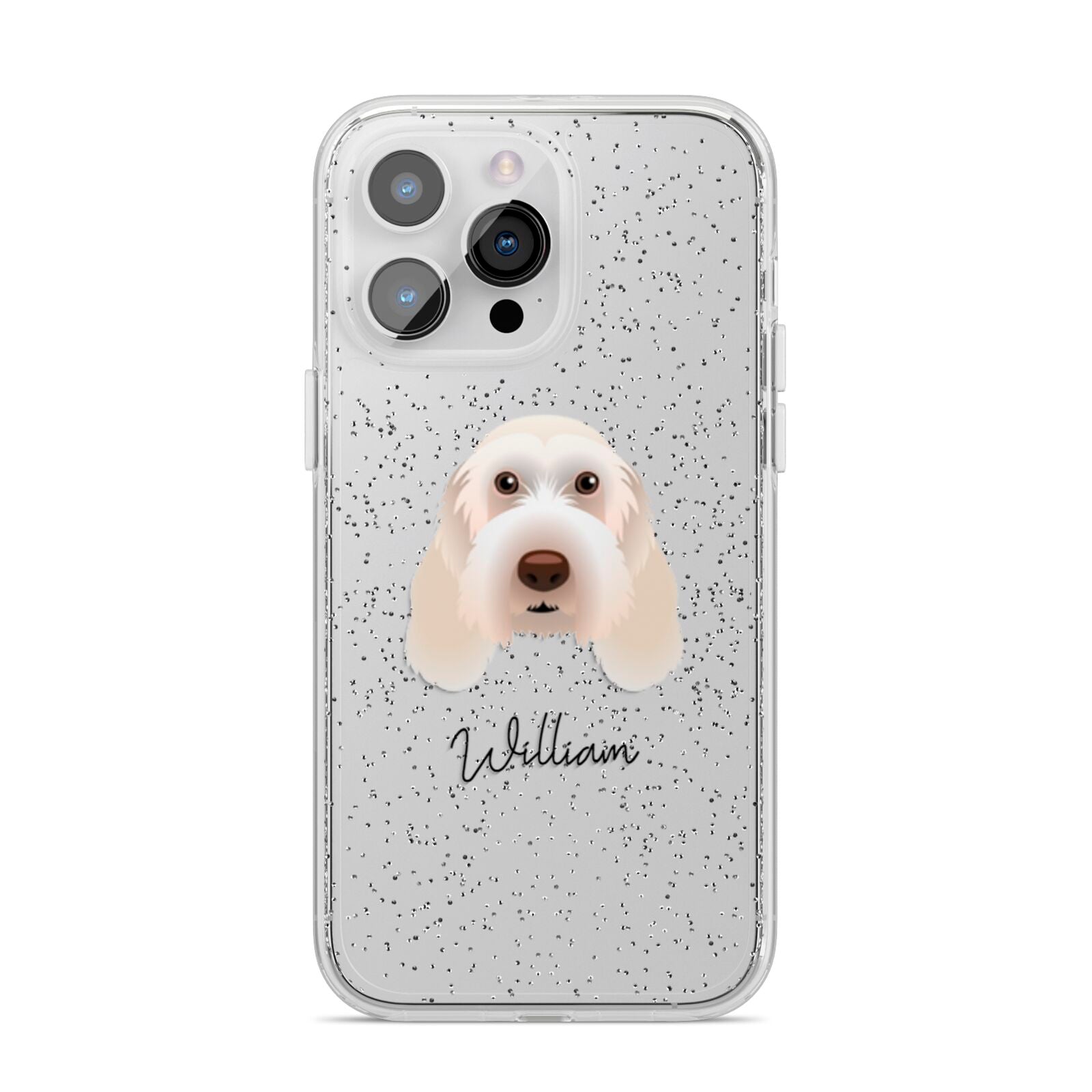 Italian Spinone Personalised iPhone 14 Pro Max Glitter Tough Case Silver