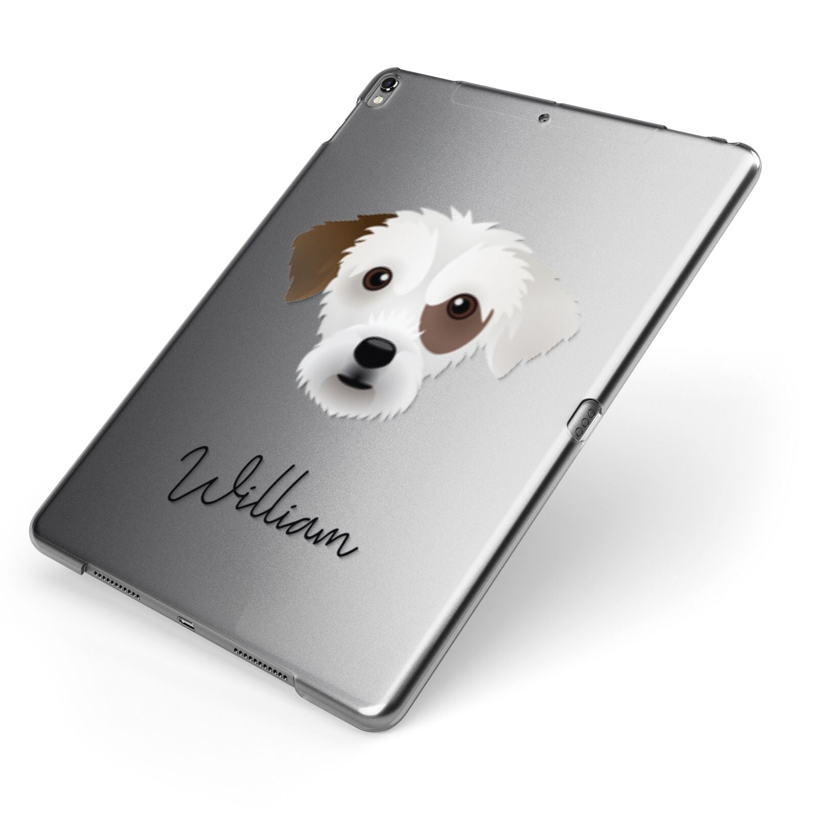 Jack A Poo Personalised Apple iPad Case on Grey iPad Side View