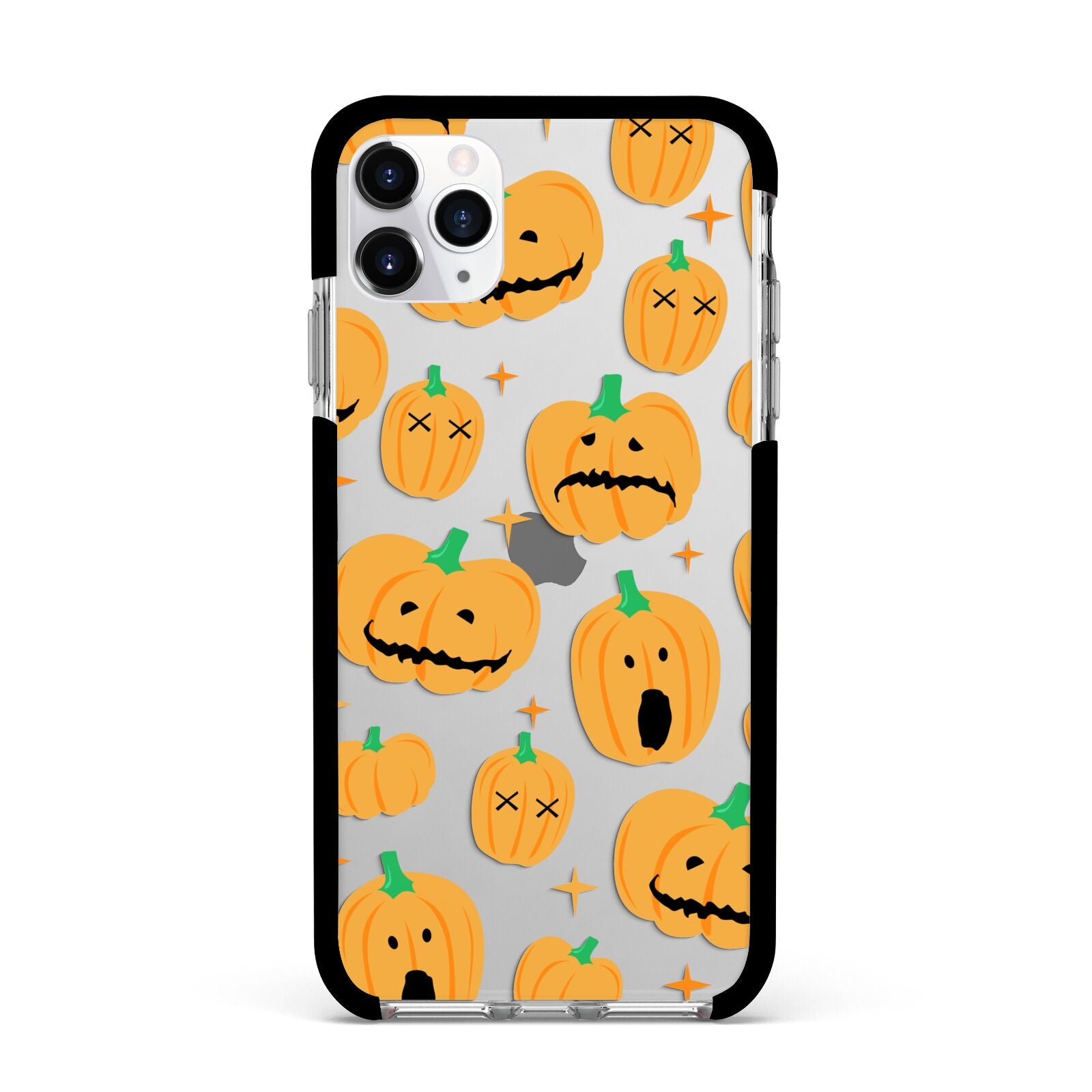 Jack O Lanterns with Transparent Background Apple iPhone 11 Pro Max in Silver with Black Impact Case