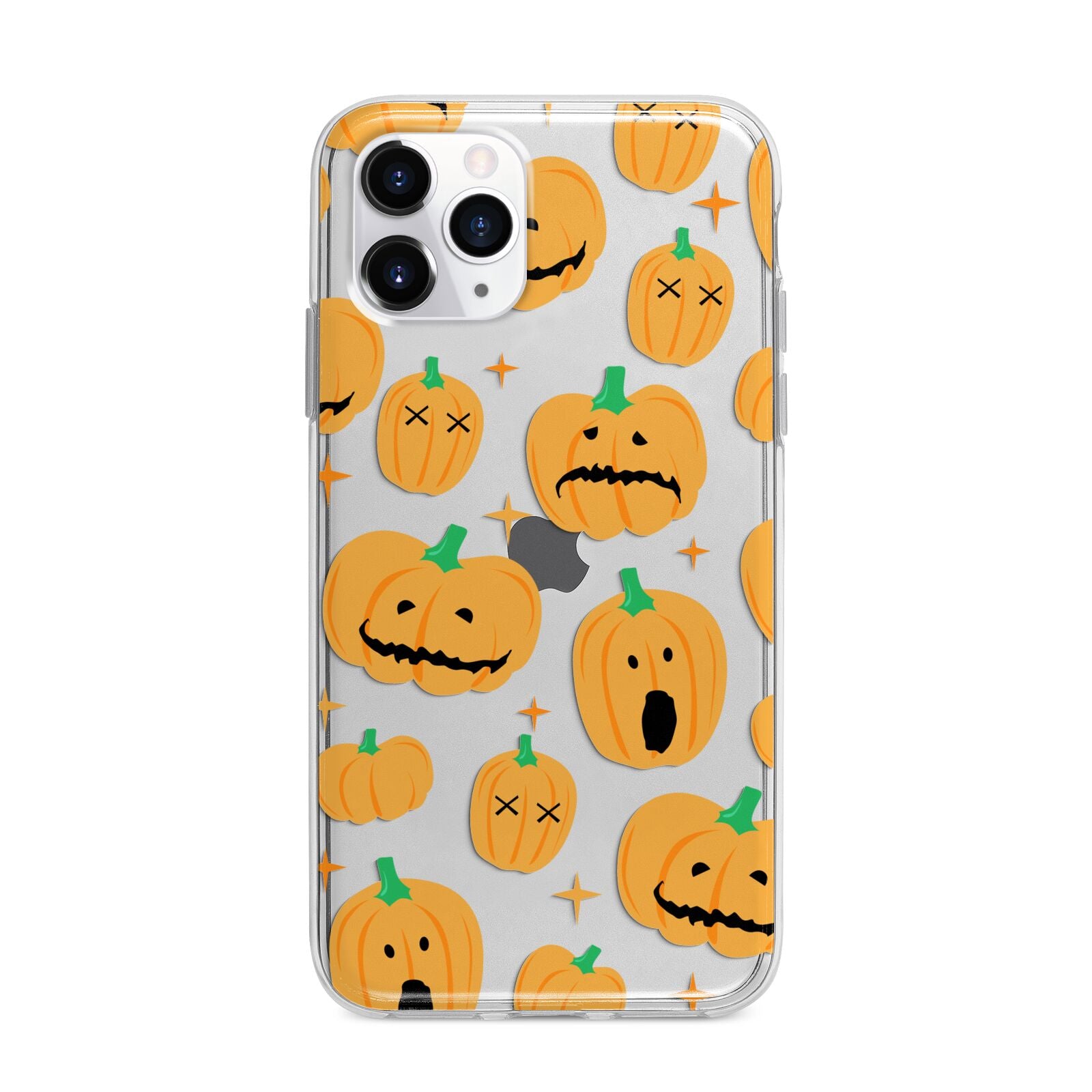 Jack O Lanterns with Transparent Background Apple iPhone 11 Pro Max in Silver with Bumper Case