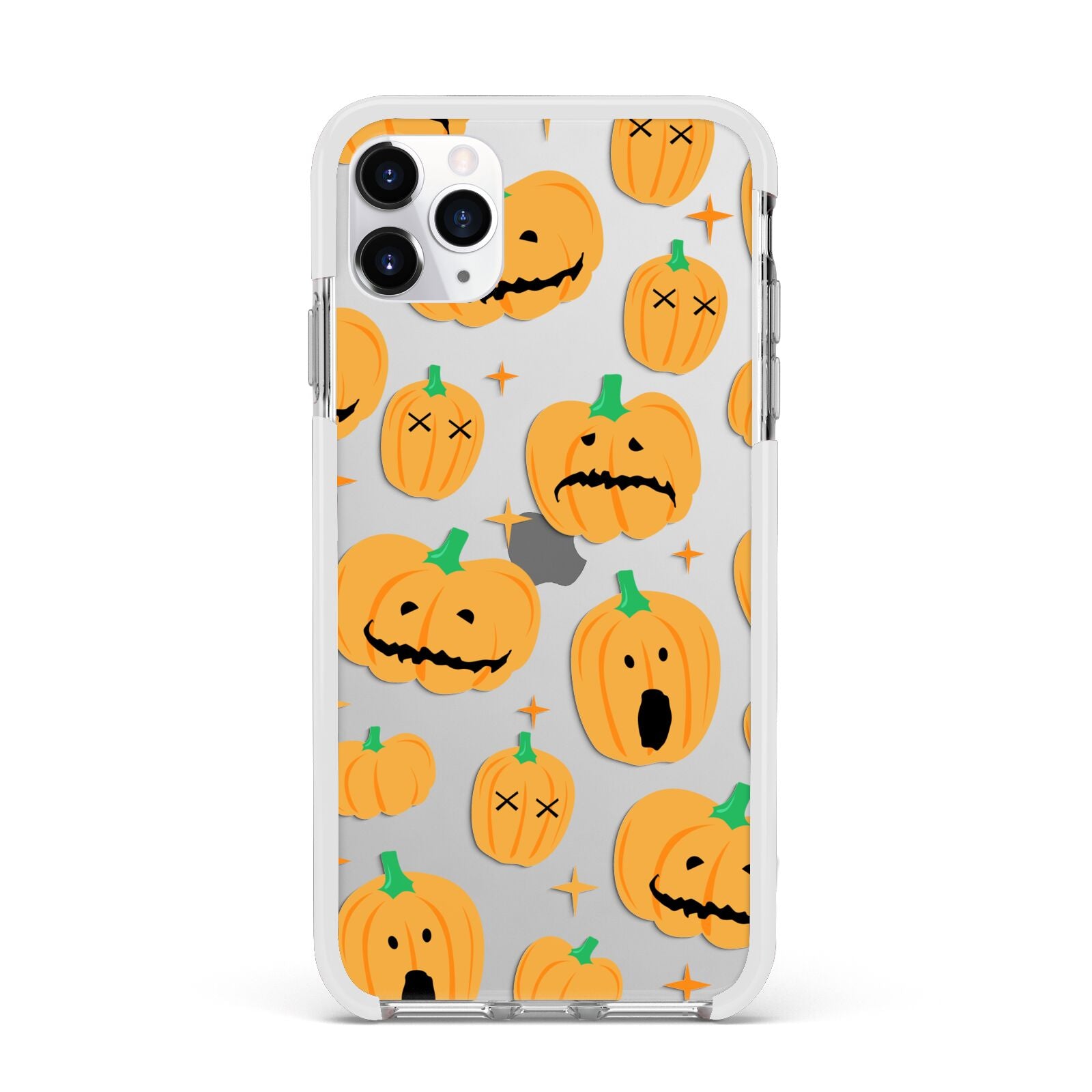 Jack O Lanterns with Transparent Background Apple iPhone 11 Pro Max in Silver with White Impact Case