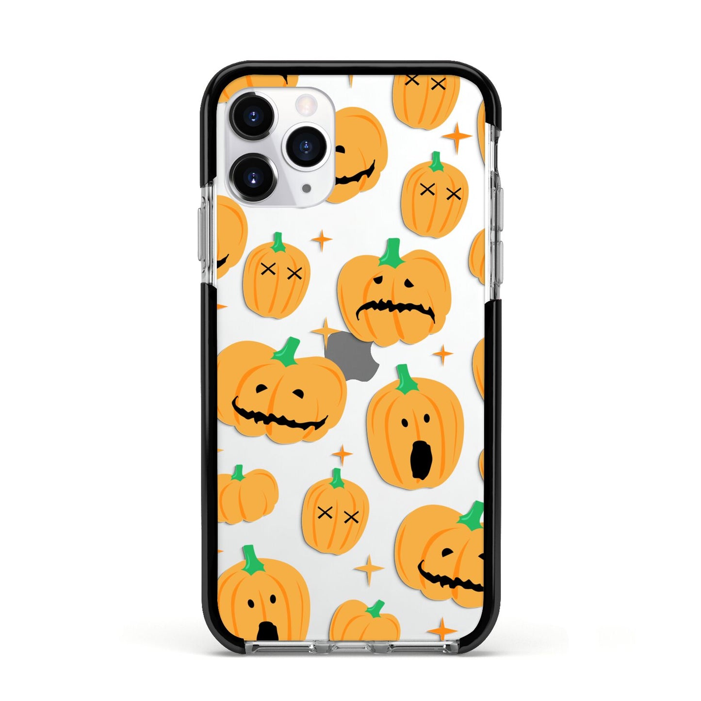 Jack O Lanterns with Transparent Background Apple iPhone 11 Pro in Silver with Black Impact Case