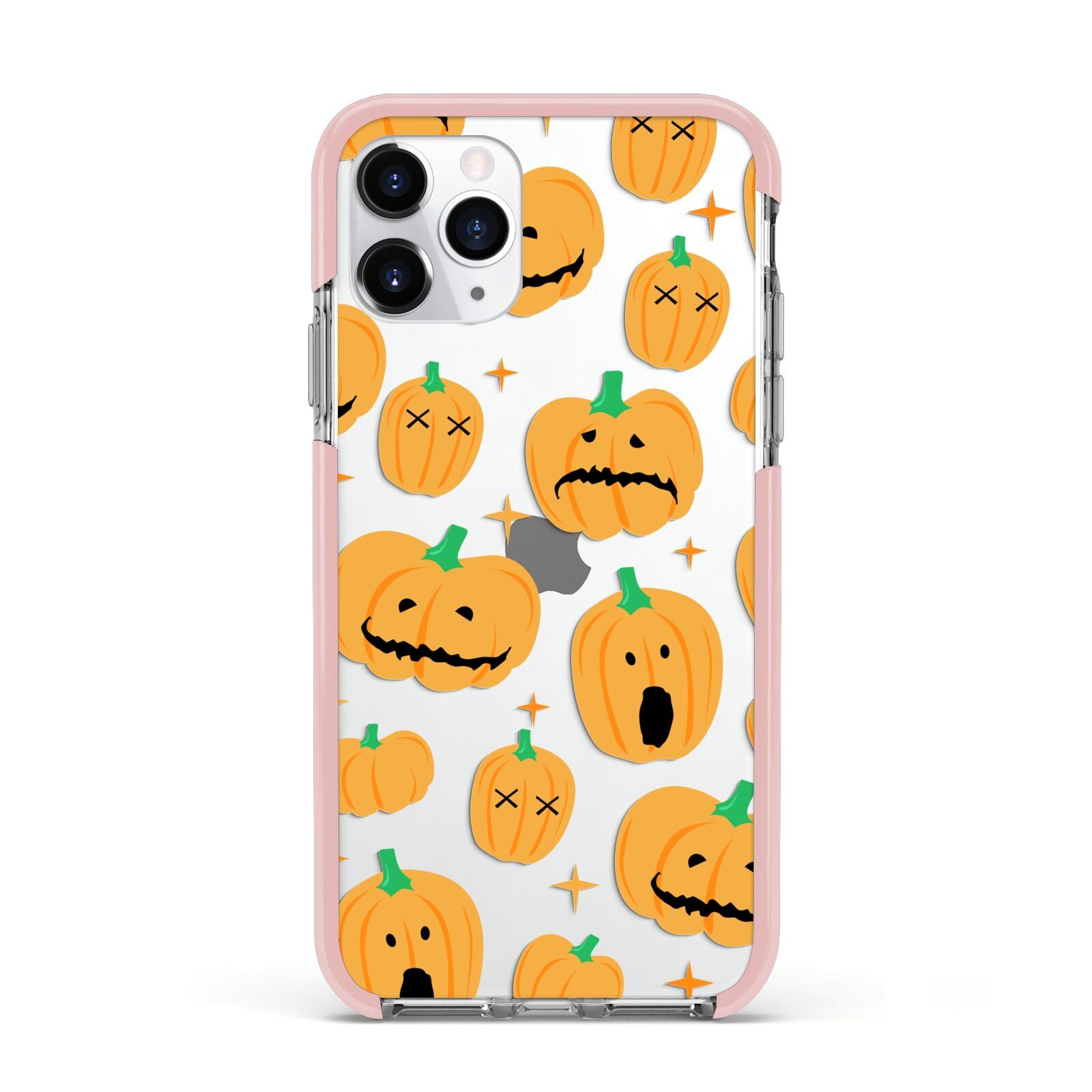 Jack O Lanterns with Transparent Background Apple iPhone 11 Pro in Silver with Pink Impact Case