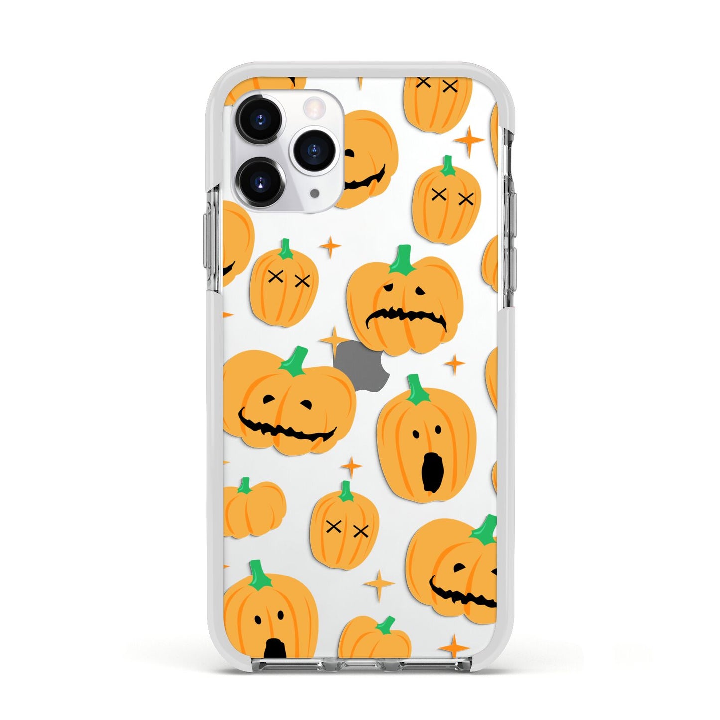 Jack O Lanterns with Transparent Background Apple iPhone 11 Pro in Silver with White Impact Case