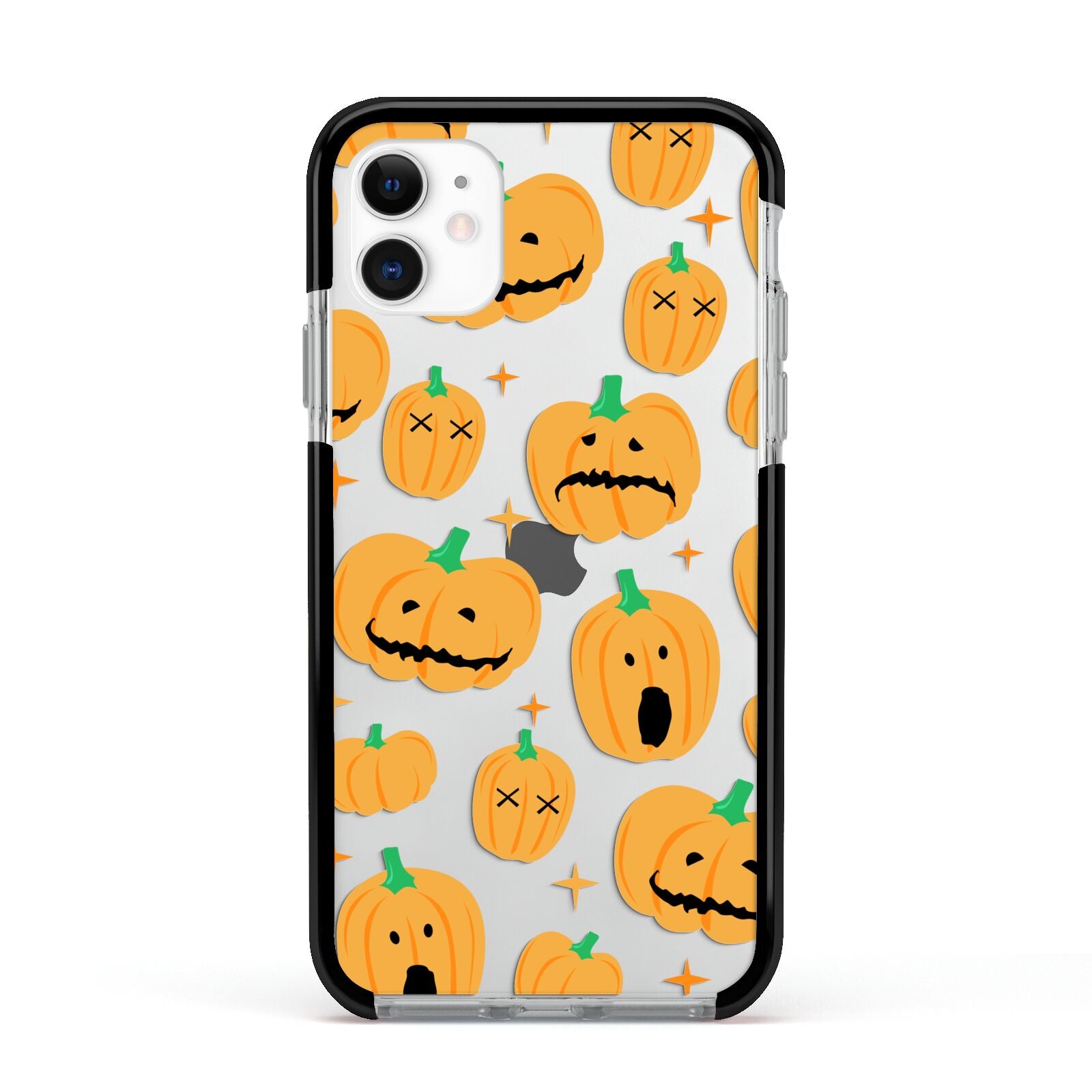 Jack O Lanterns with Transparent Background Apple iPhone 11 in White with Black Impact Case