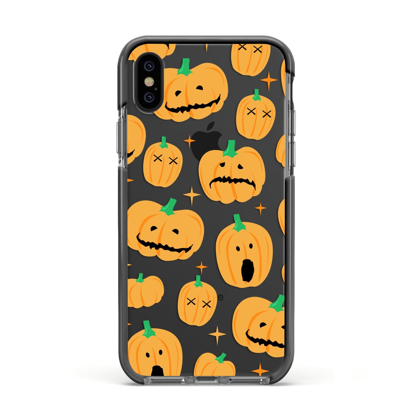 Jack O Lanterns with Transparent Background Apple iPhone Xs Impact Case Black Edge on Black Phone