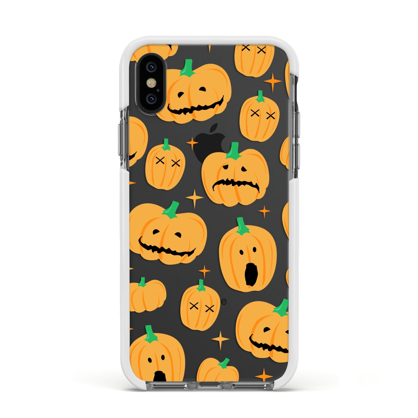 Jack O Lanterns with Transparent Background Apple iPhone Xs Impact Case White Edge on Black Phone