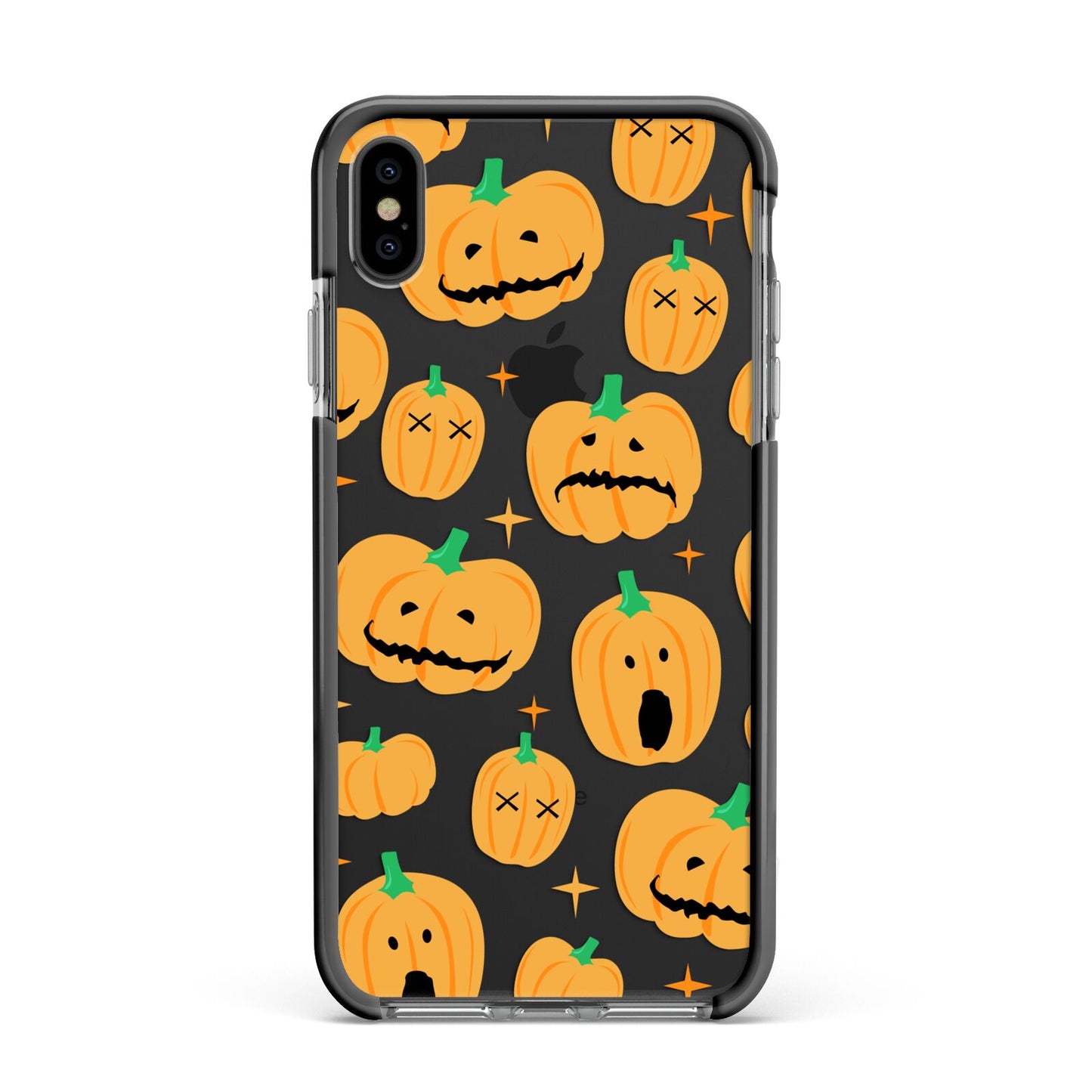 Jack O Lanterns with Transparent Background Apple iPhone Xs Max Impact Case Black Edge on Black Phone