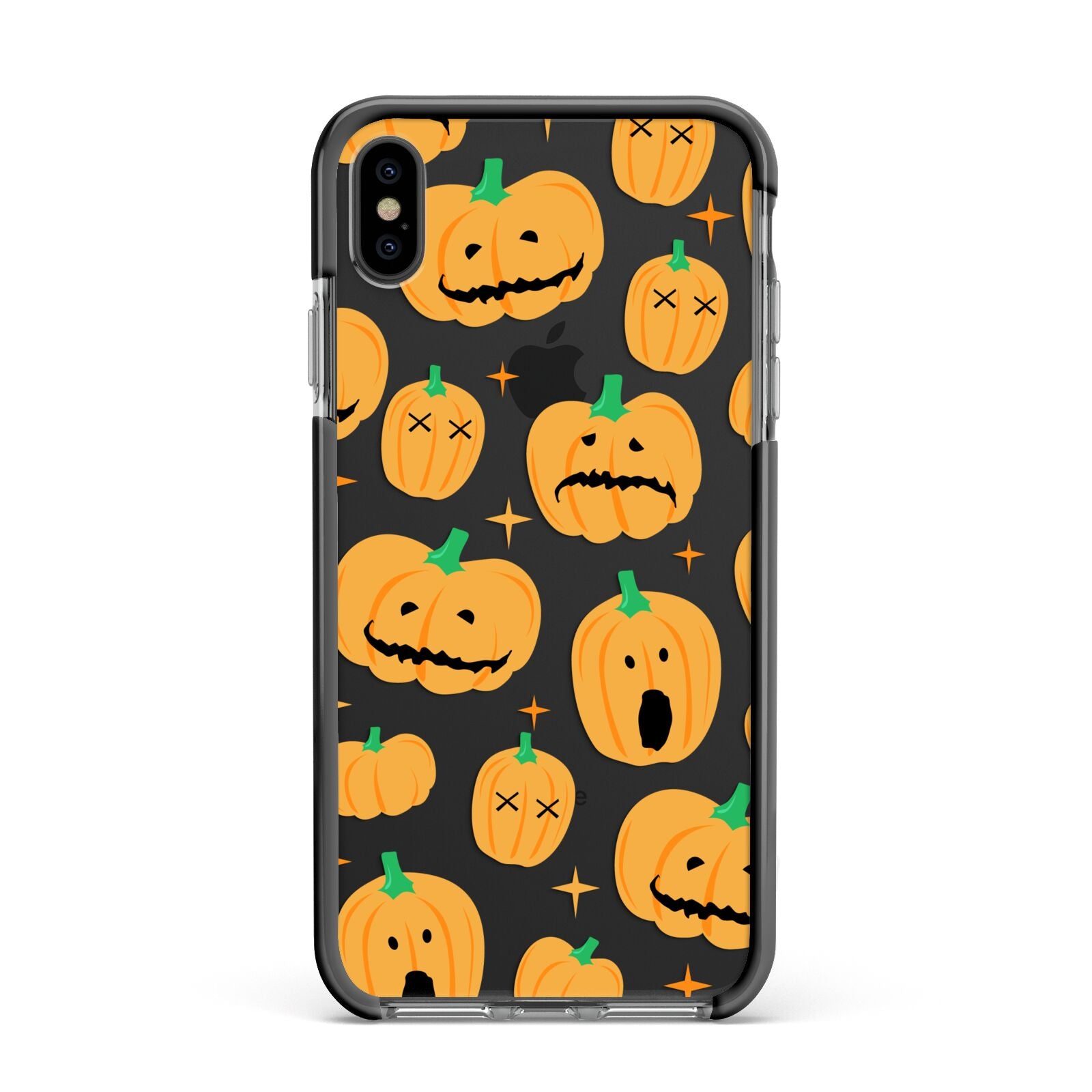 Jack O Lanterns with Transparent Background Apple iPhone Xs Max Impact Case Black Edge on Black Phone