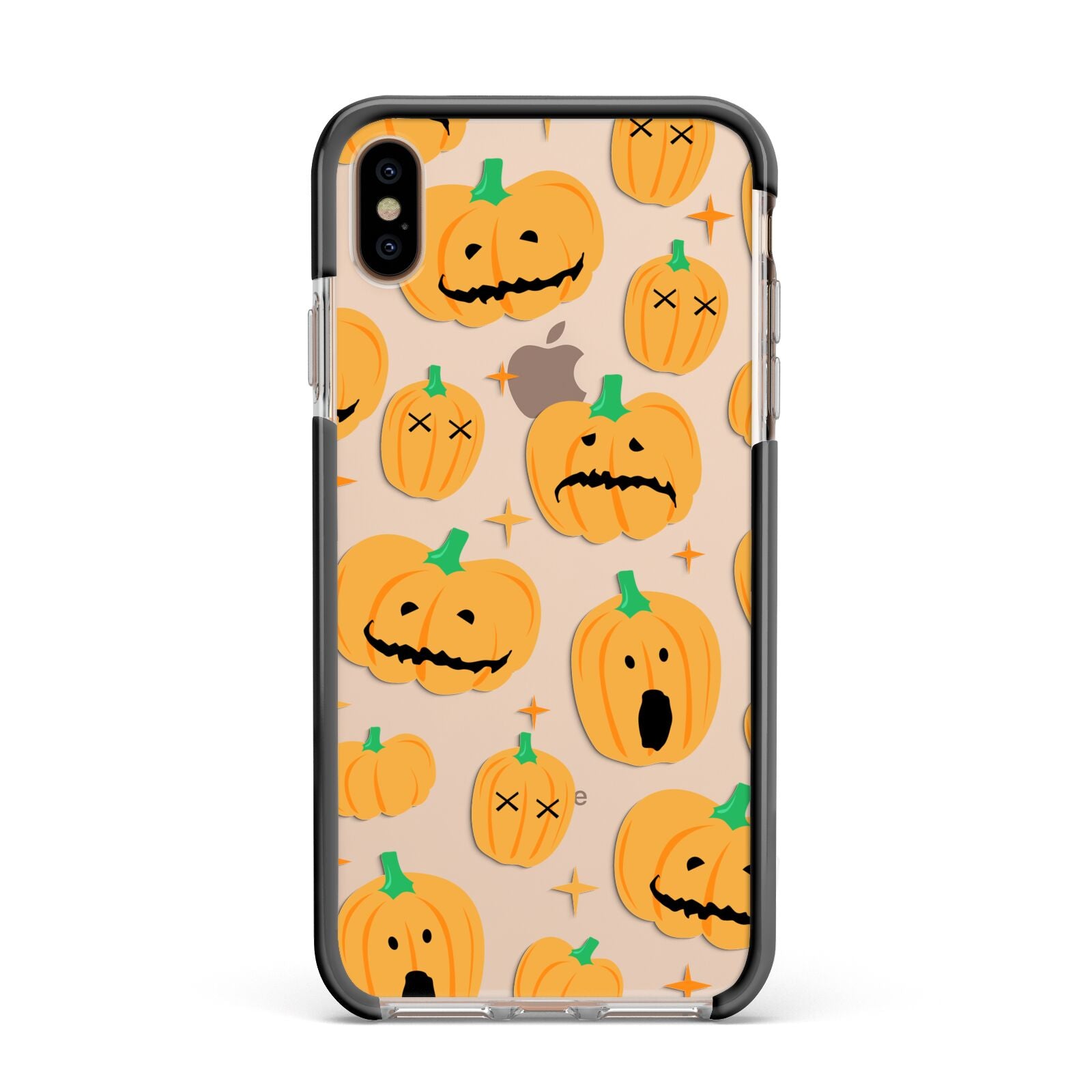 Jack O Lanterns with Transparent Background Apple iPhone Xs Max Impact Case Black Edge on Gold Phone