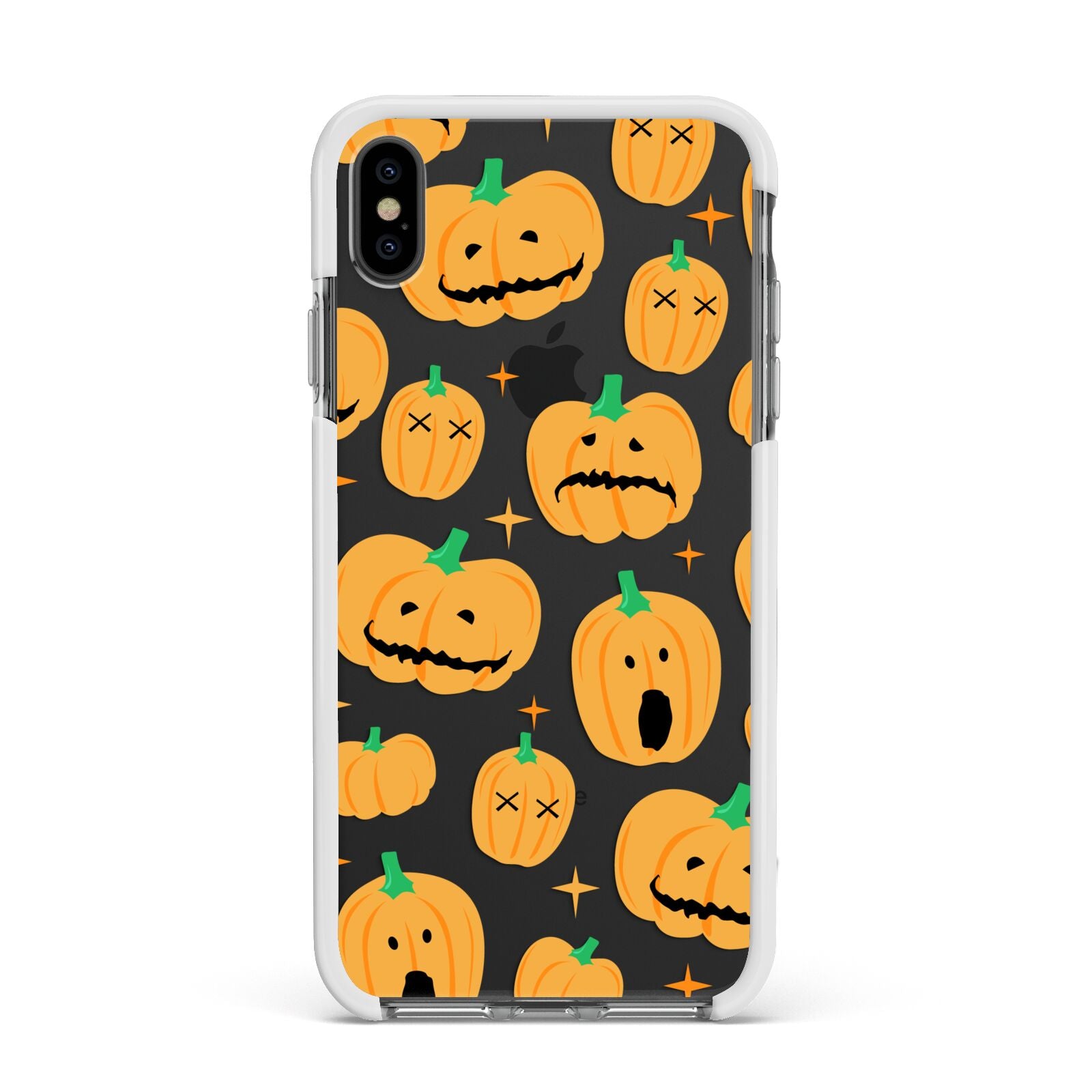 Jack O Lanterns with Transparent Background Apple iPhone Xs Max Impact Case White Edge on Black Phone