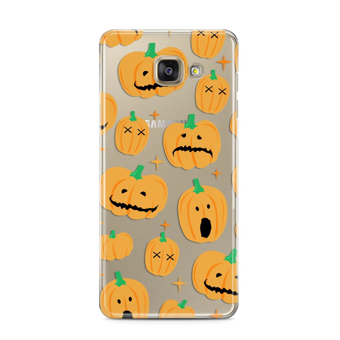 Jack O Lanterns with Transparent Background Samsung Galaxy A3 2016 Case on gold phone