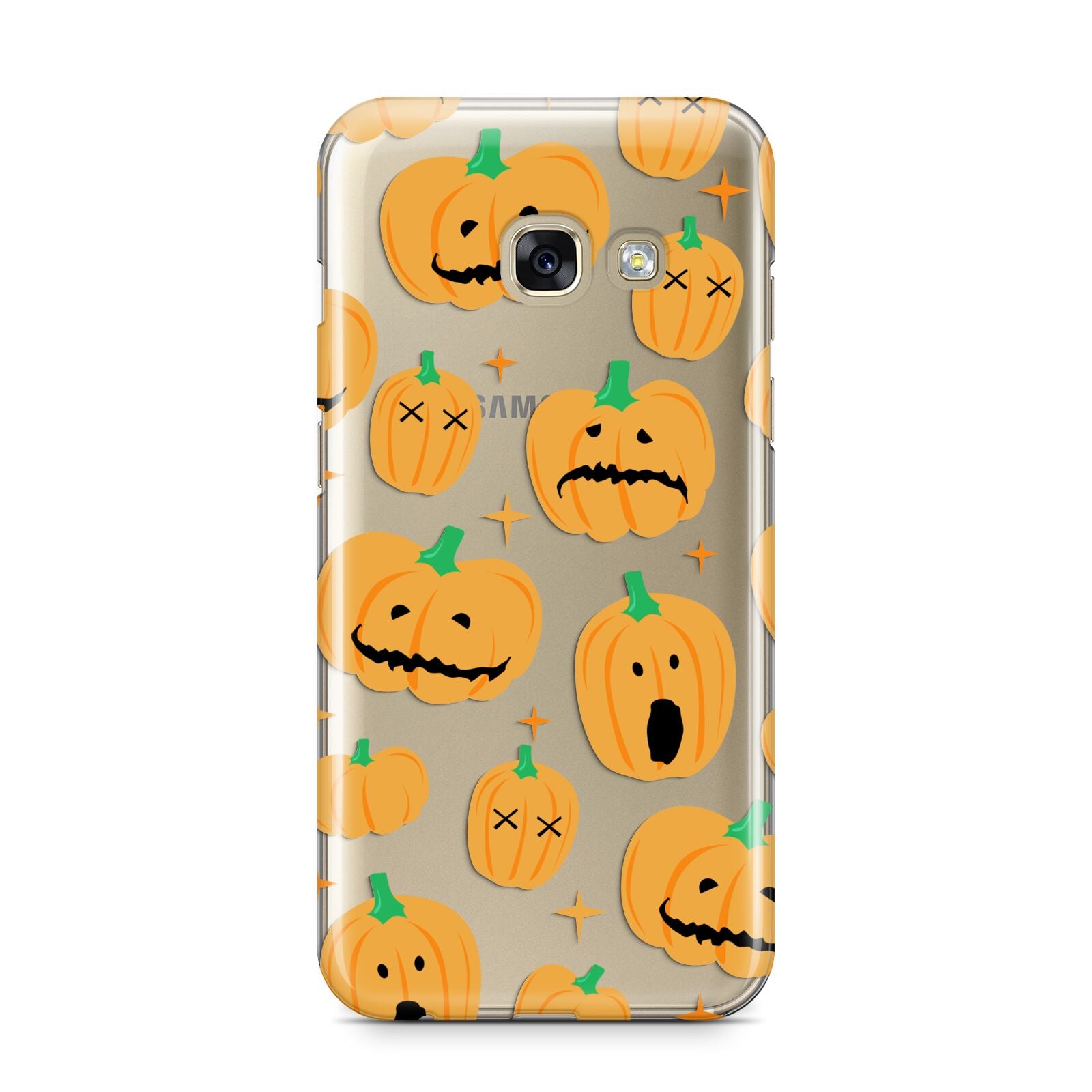 Jack O Lanterns with Transparent Background Samsung Galaxy A3 2017 Case on gold phone