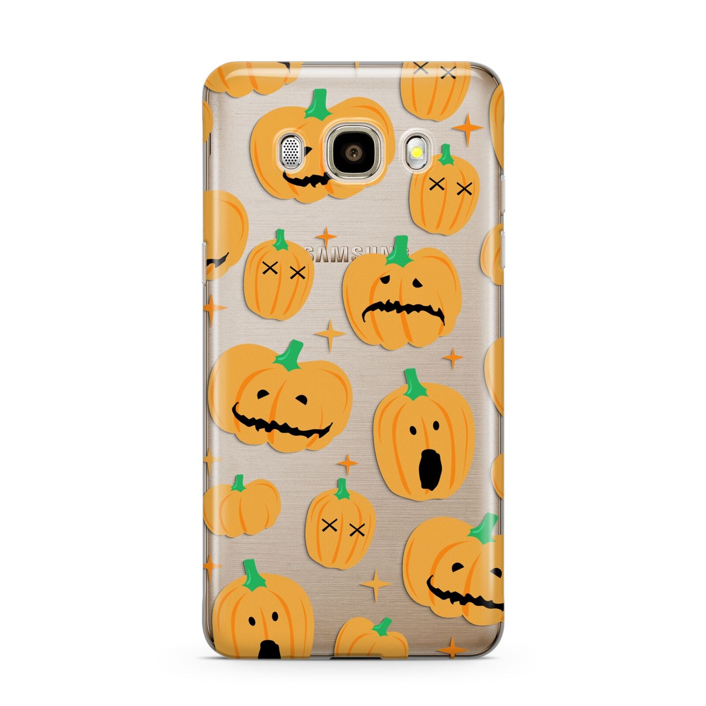 Jack O Lanterns with Transparent Background Samsung Galaxy J7 2016 Case on gold phone