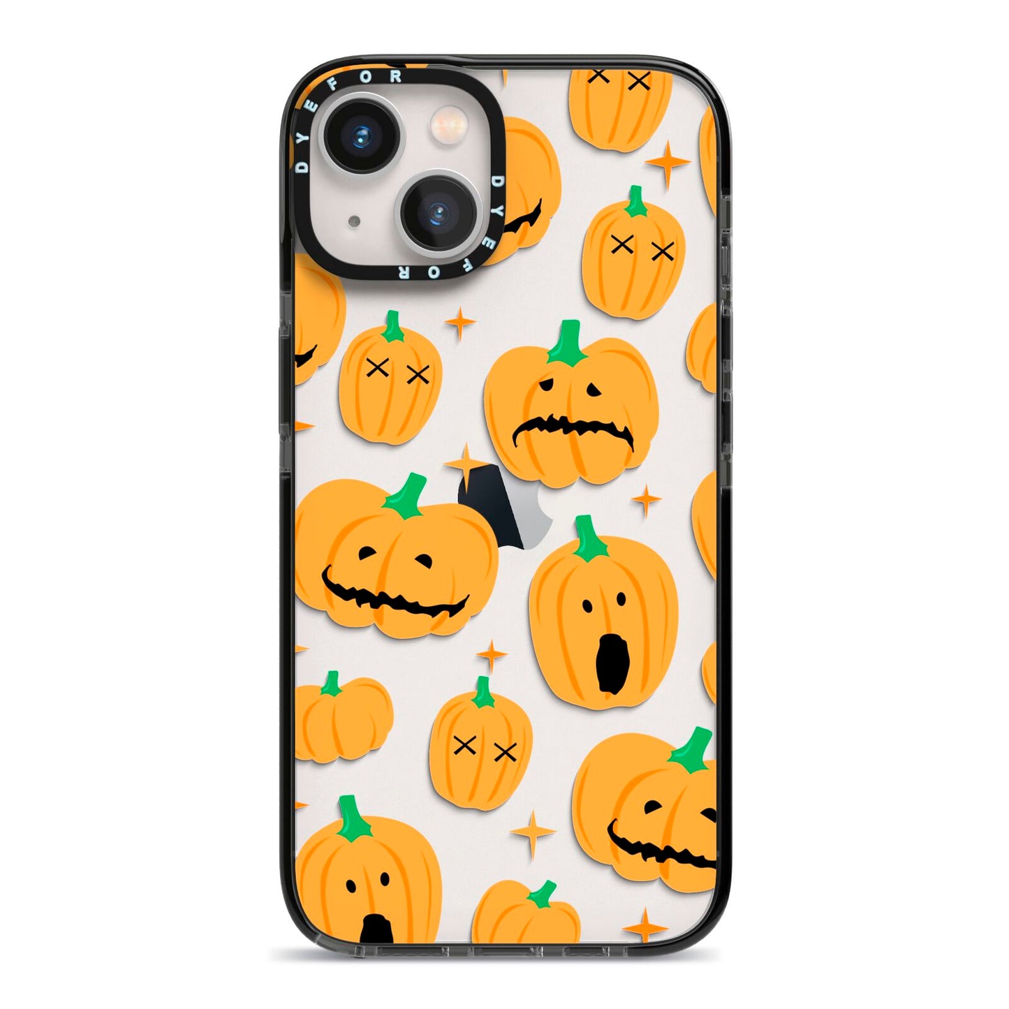 Jack O Lanterns with Transparent Background iPhone 13 Black Impact Case on Silver phone