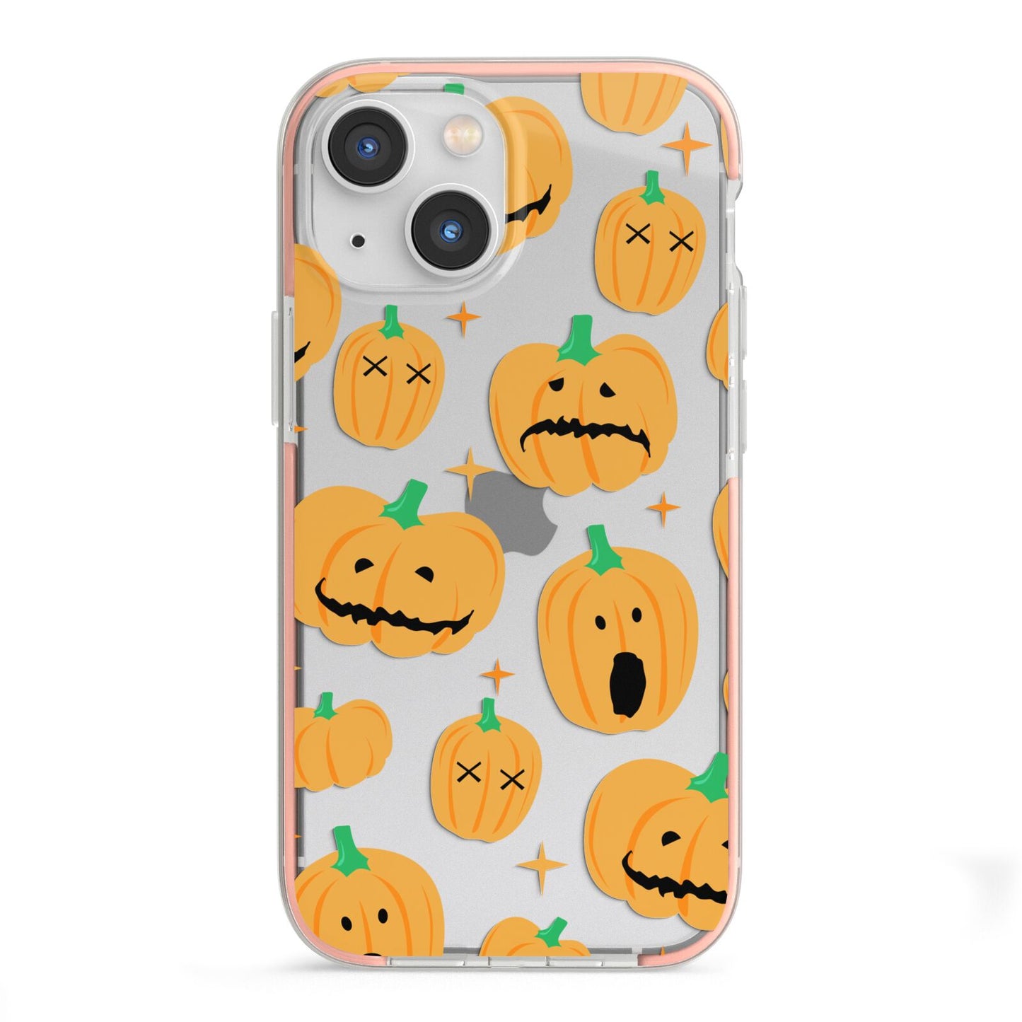 Jack O Lanterns with Transparent Background iPhone 13 Mini TPU Impact Case with Pink Edges