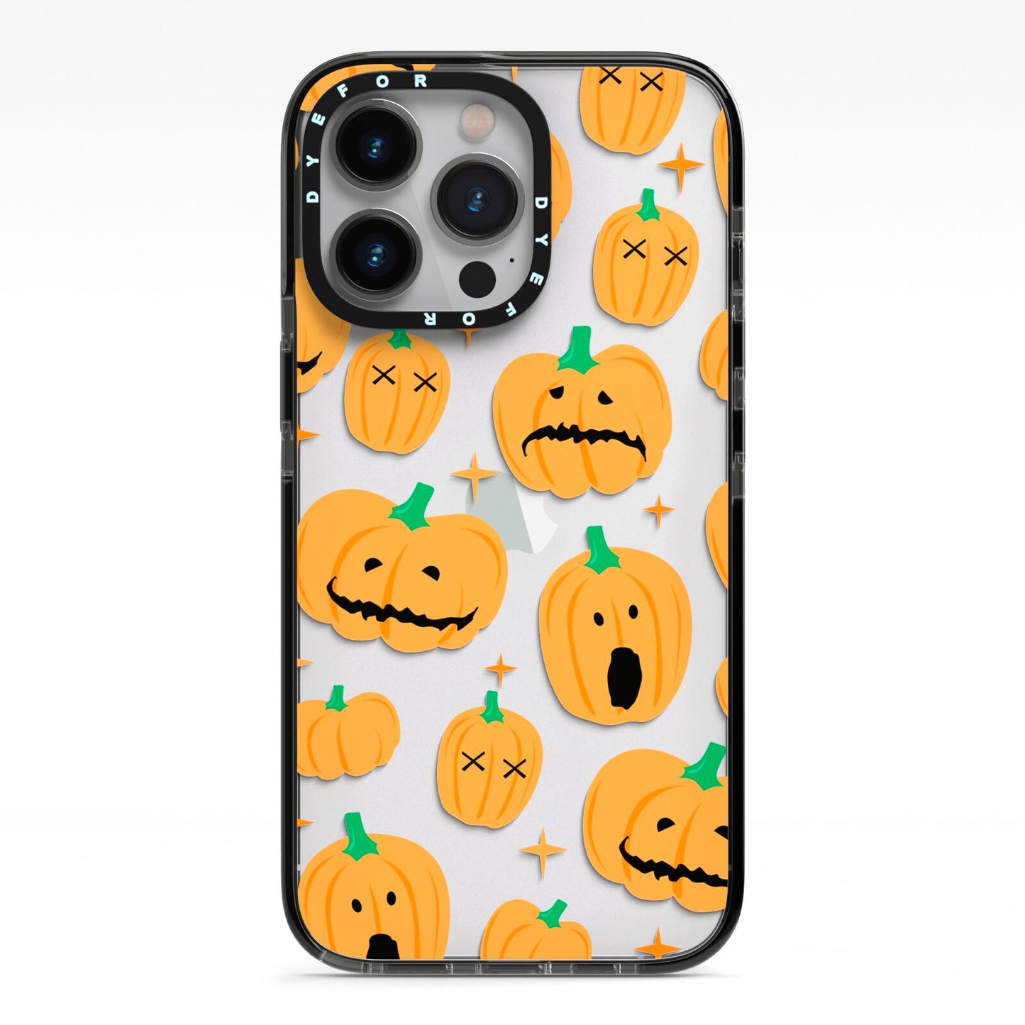 Jack O Lanterns with Transparent Background iPhone 13 Pro Black Impact Case on Silver phone