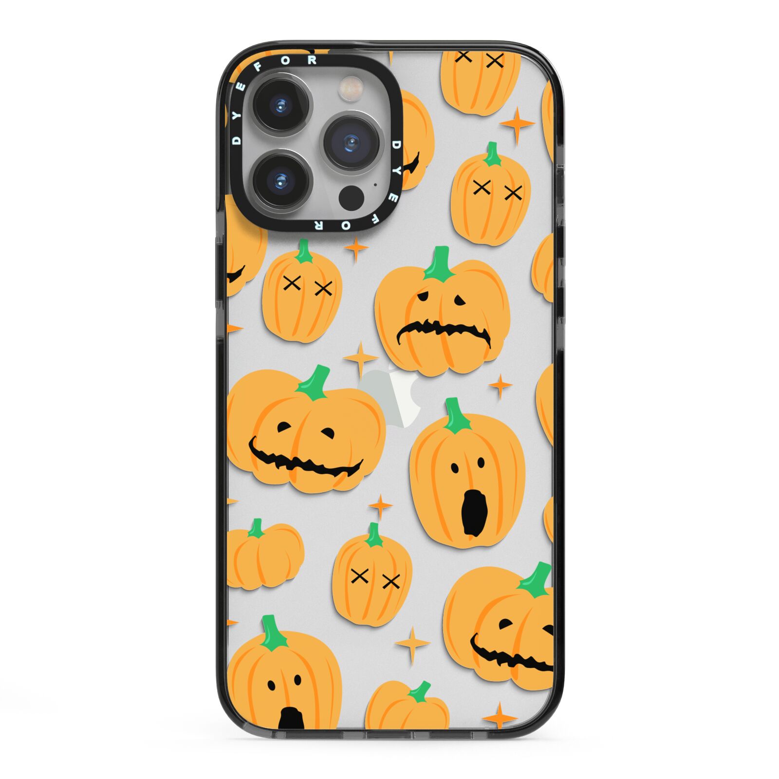 Jack O Lanterns with Transparent Background iPhone 13 Pro Max Black Impact Case on Silver phone