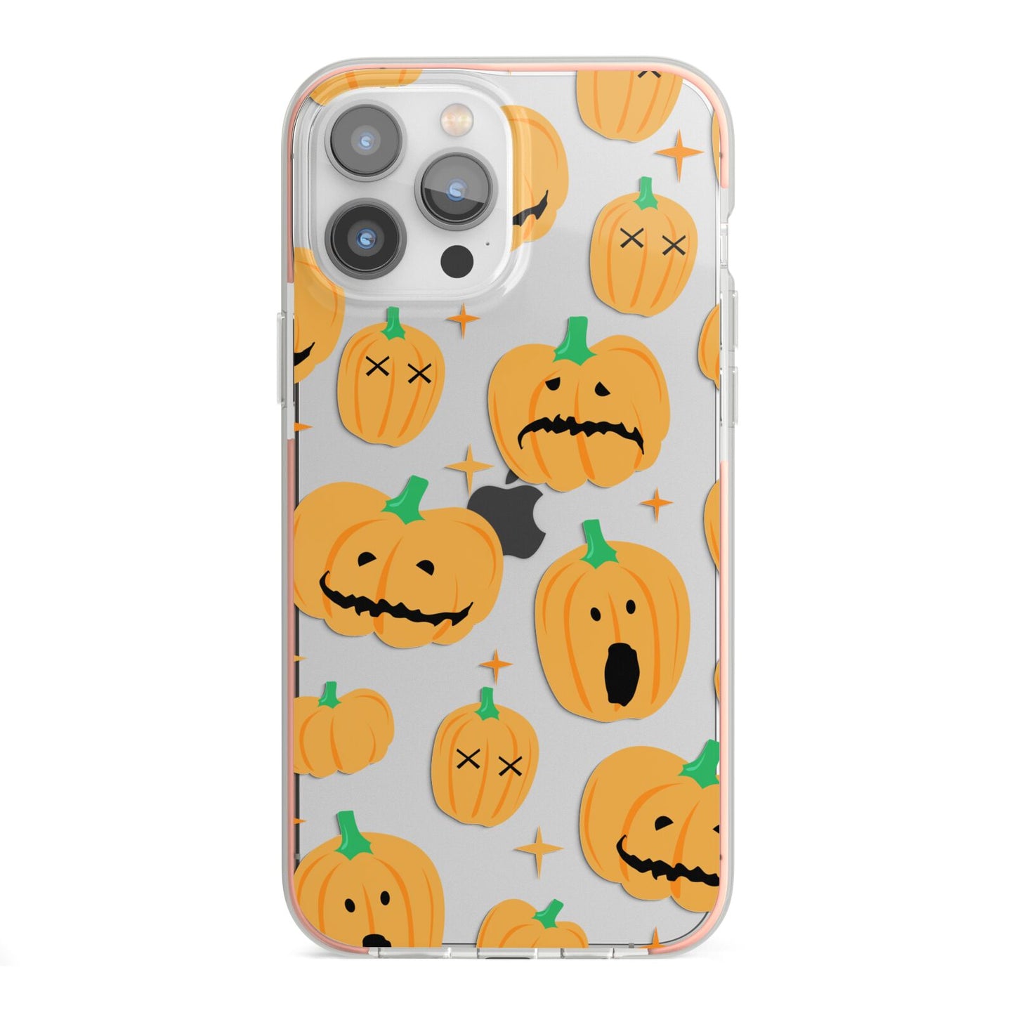 Jack O Lanterns with Transparent Background iPhone 13 Pro Max TPU Impact Case with Pink Edges