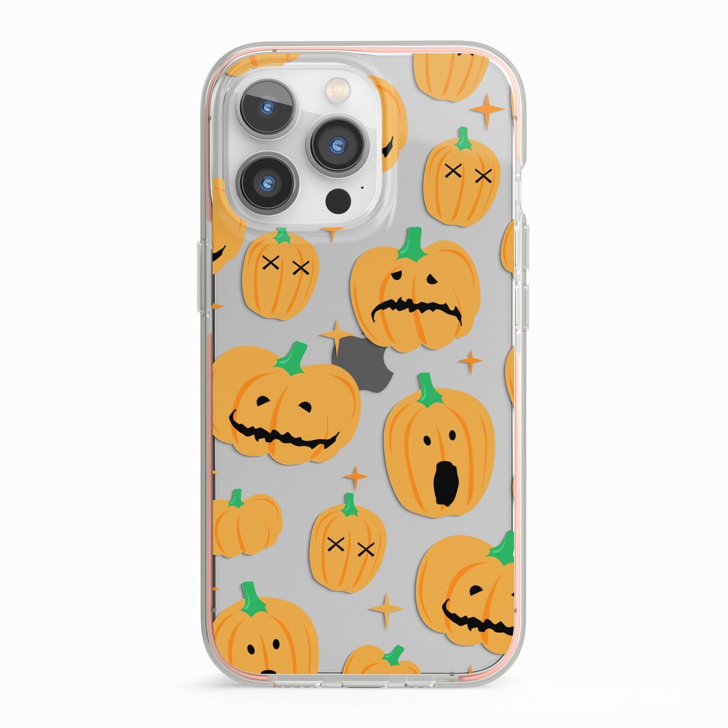 Jack O Lanterns with Transparent Background iPhone 13 Pro TPU Impact Case with Pink Edges