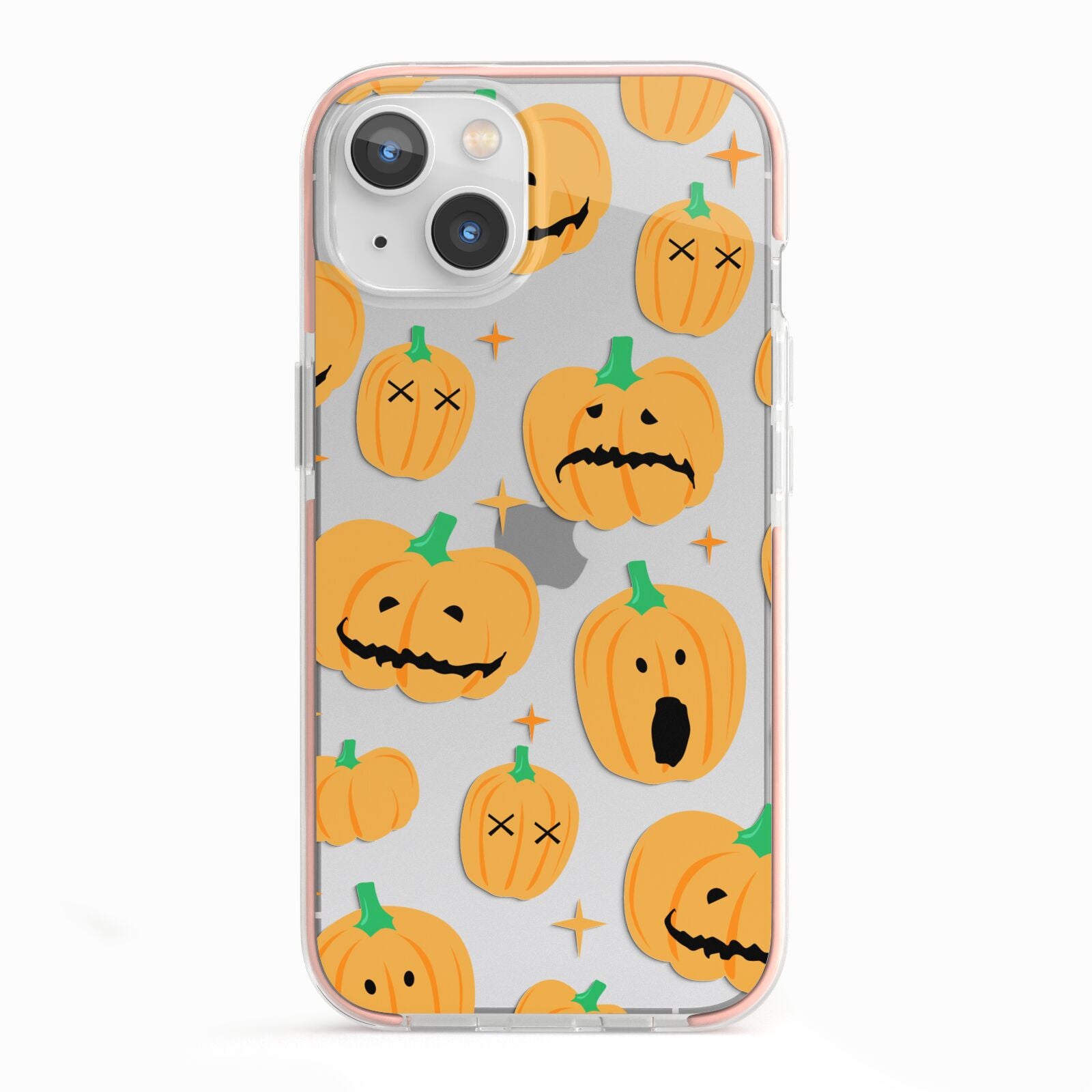 Jack O Lanterns with Transparent Background iPhone 13 TPU Impact Case with Pink Edges