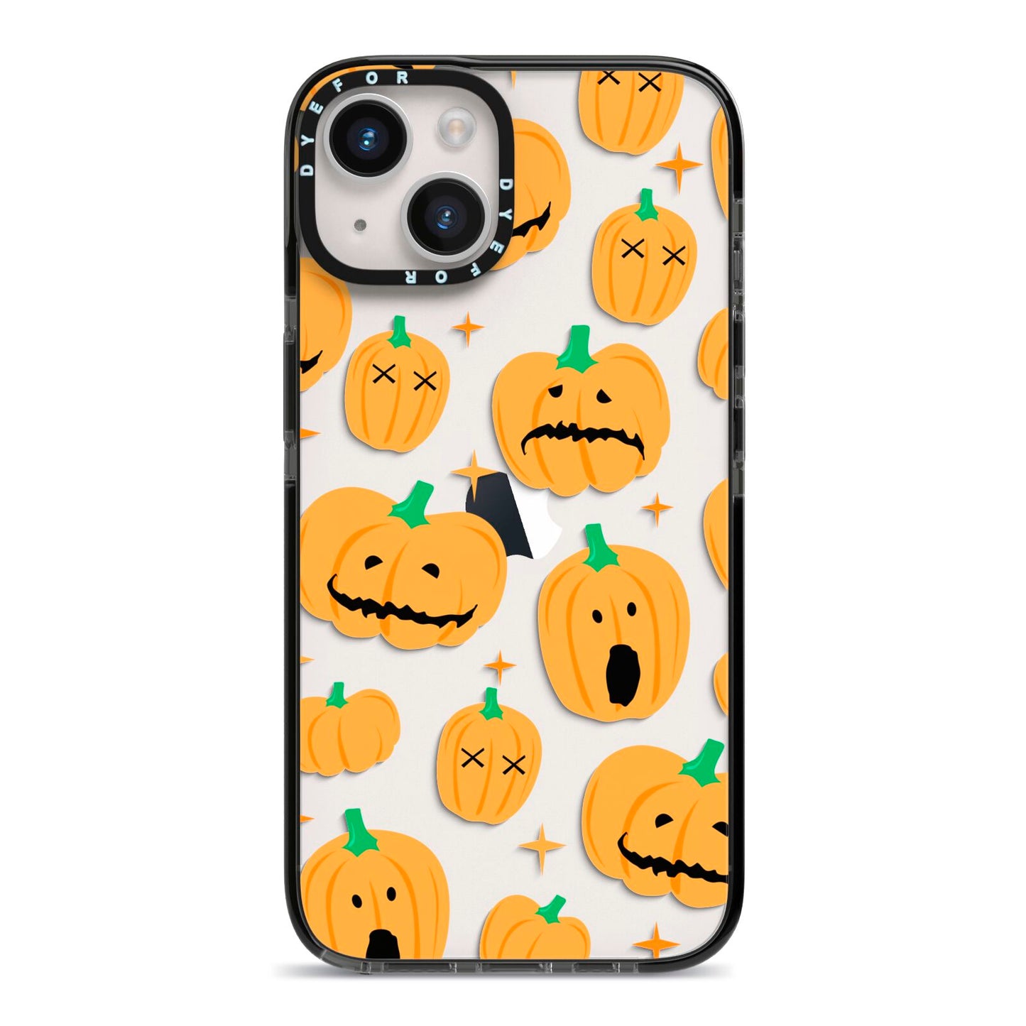 Jack O Lanterns with Transparent Background iPhone 14 Black Impact Case on Silver phone