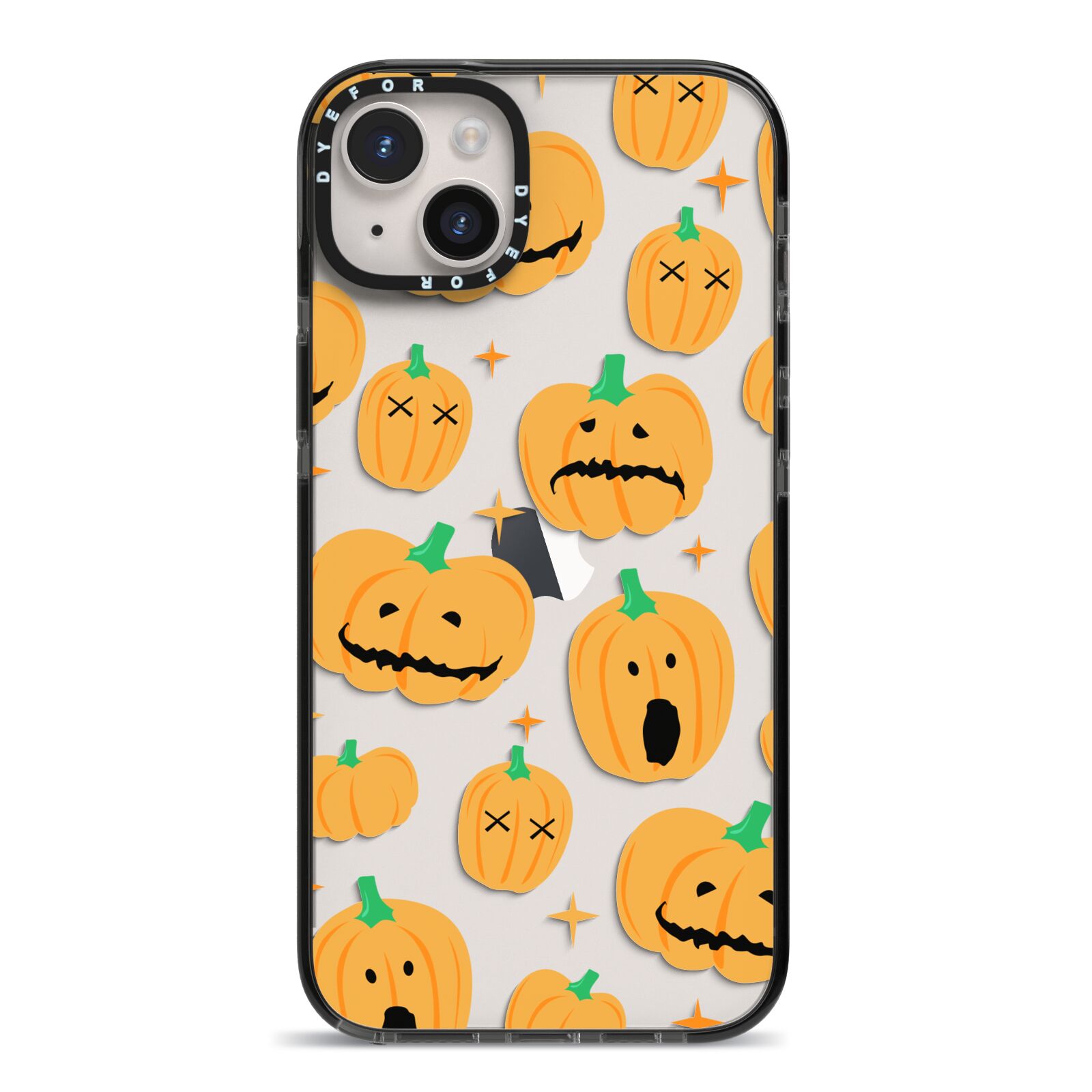 Jack O Lanterns with Transparent Background iPhone 14 Plus Black Impact Case on Silver phone