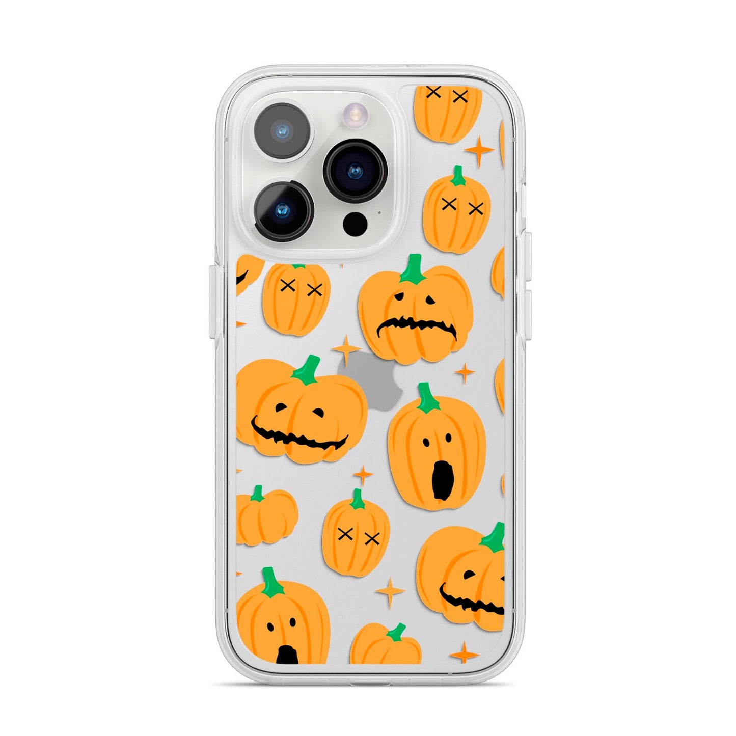 Jack O Lanterns with Transparent Background iPhone 14 Pro Clear Tough Case Silver