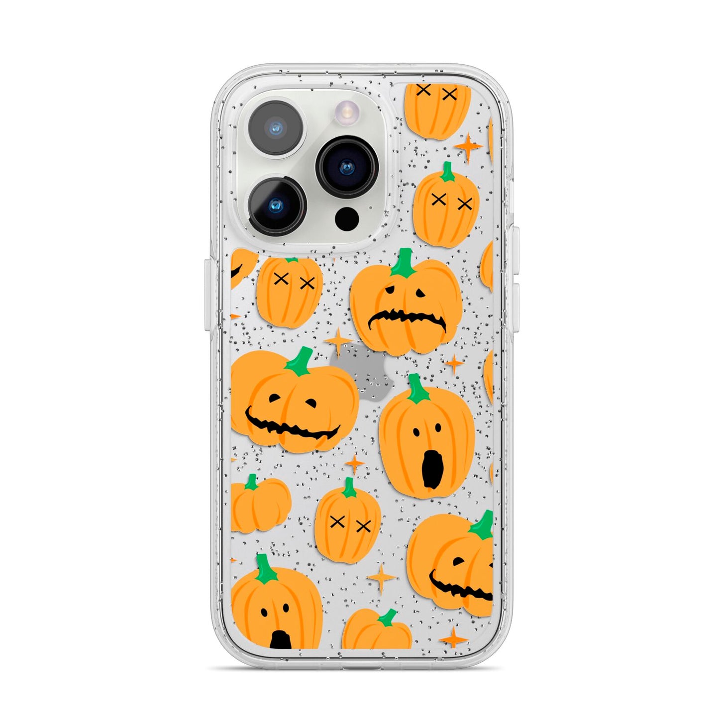 Jack O Lanterns with Transparent Background iPhone 14 Pro Glitter Tough Case Silver