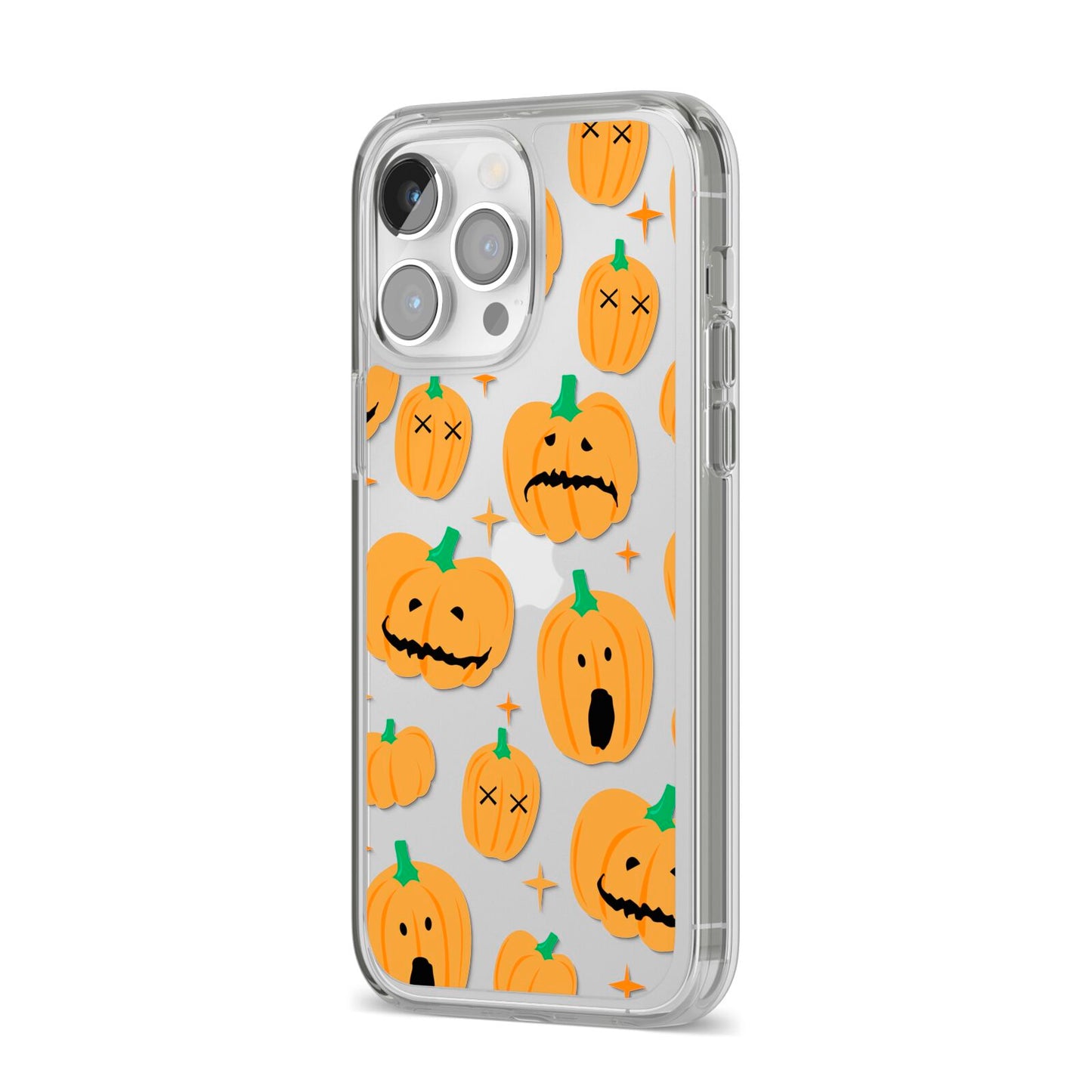 Jack O Lanterns with Transparent Background iPhone 14 Pro Max Clear Tough Case Silver Angled Image