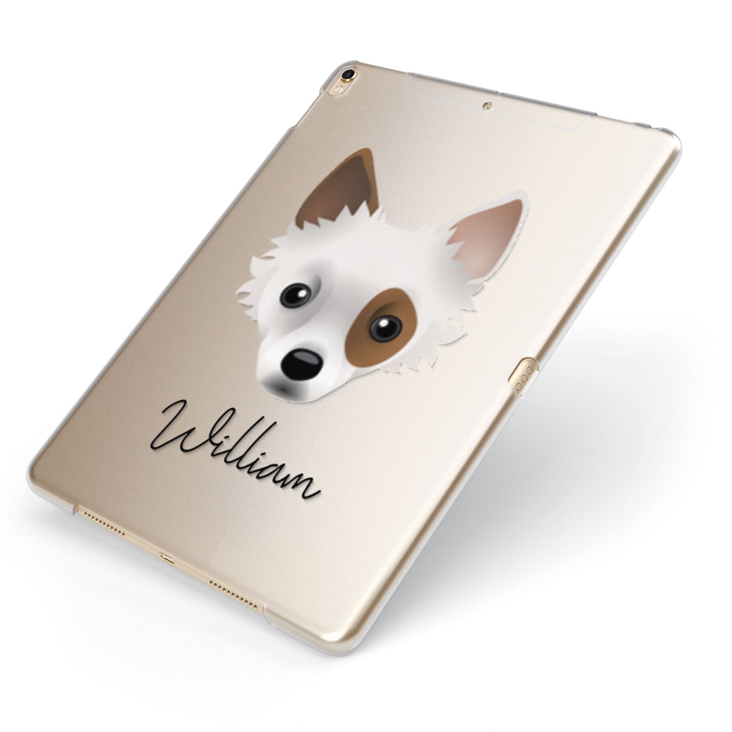 Jackahuahua Personalised Apple iPad Case on Gold iPad Side View