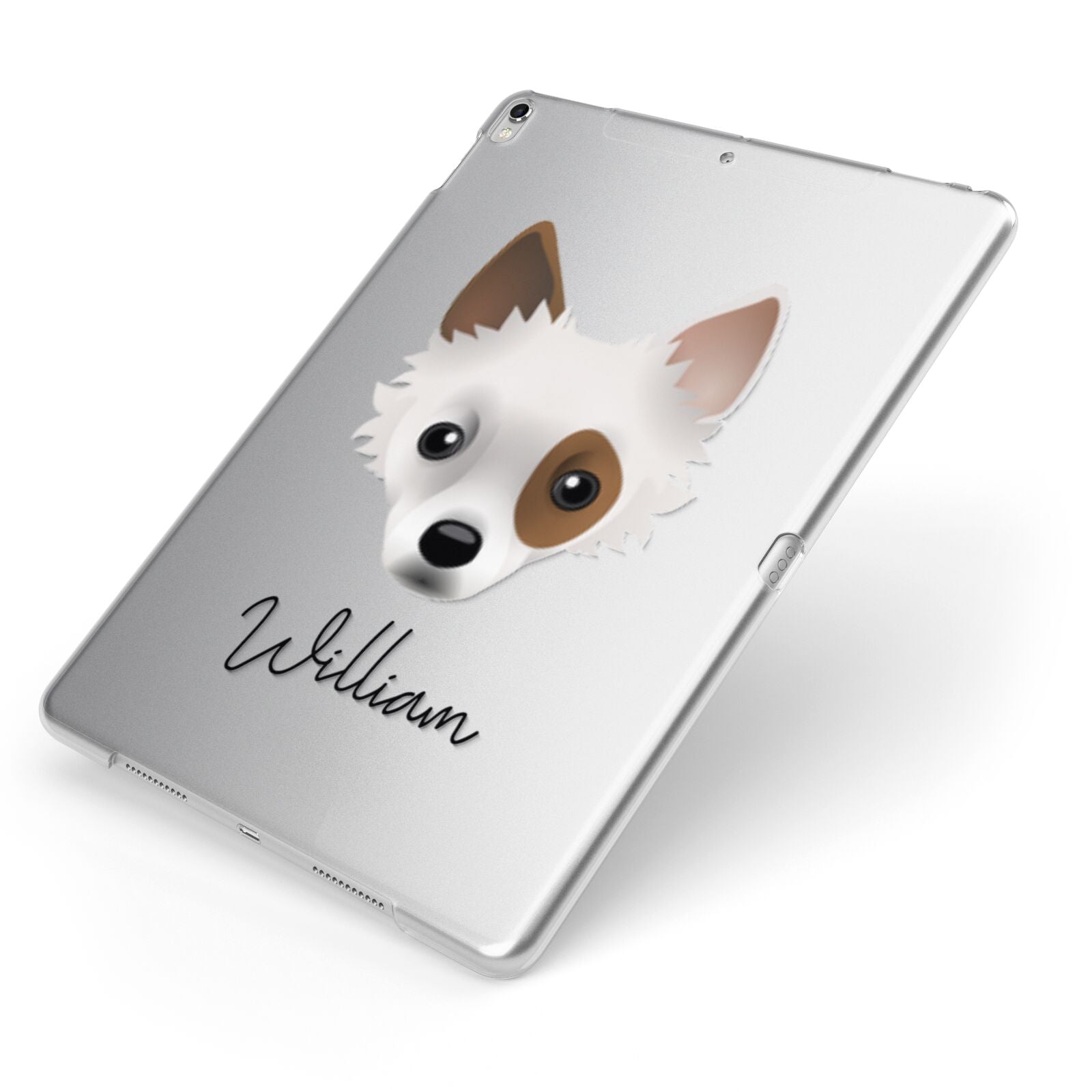 Jackahuahua Personalised Apple iPad Case on Silver iPad Side View