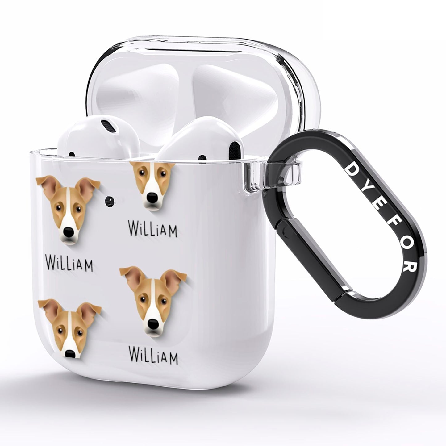 Jackshund Icon with Name AirPods Clear Case Side Image