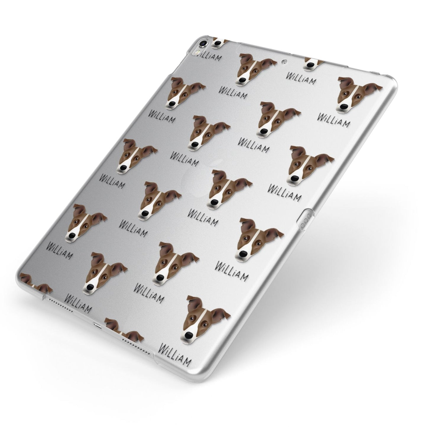 Jackshund Icon with Name Apple iPad Case on Silver iPad Side View