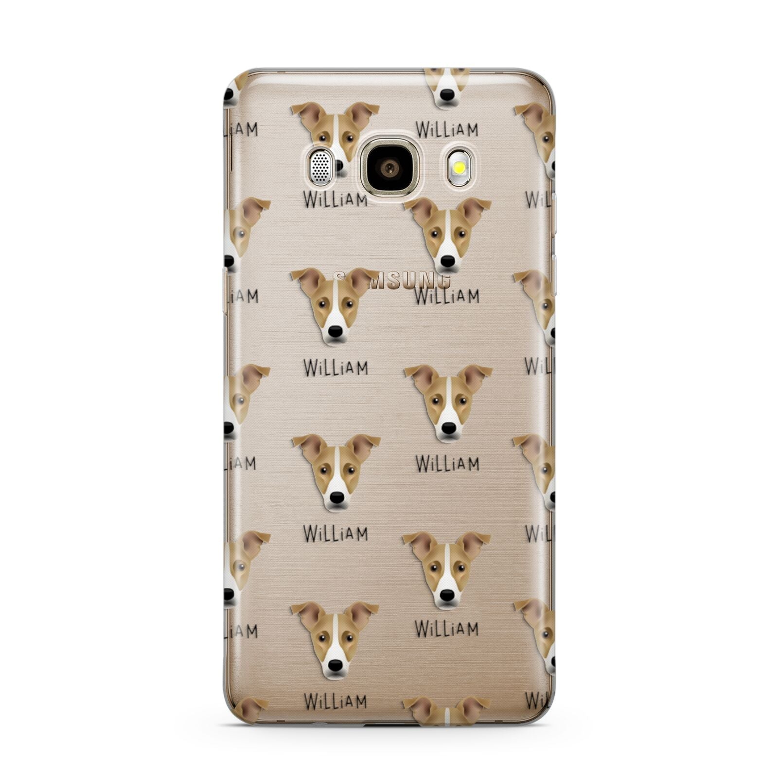 Jackshund Icon with Name Samsung Galaxy J7 2016 Case on gold phone