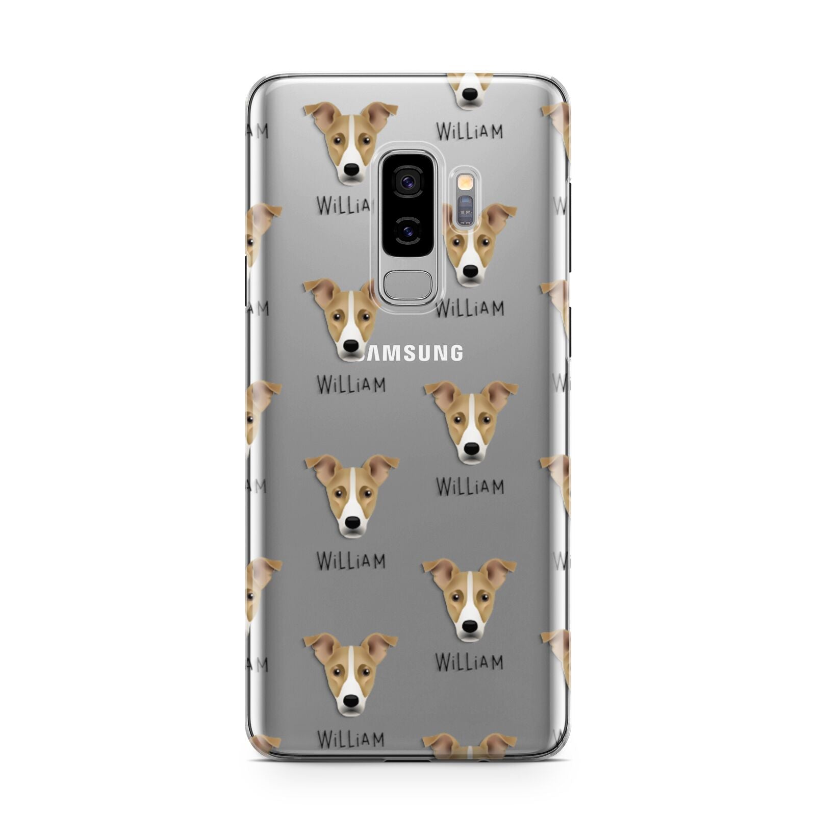Jackshund Icon with Name Samsung Galaxy S9 Plus Case on Silver phone