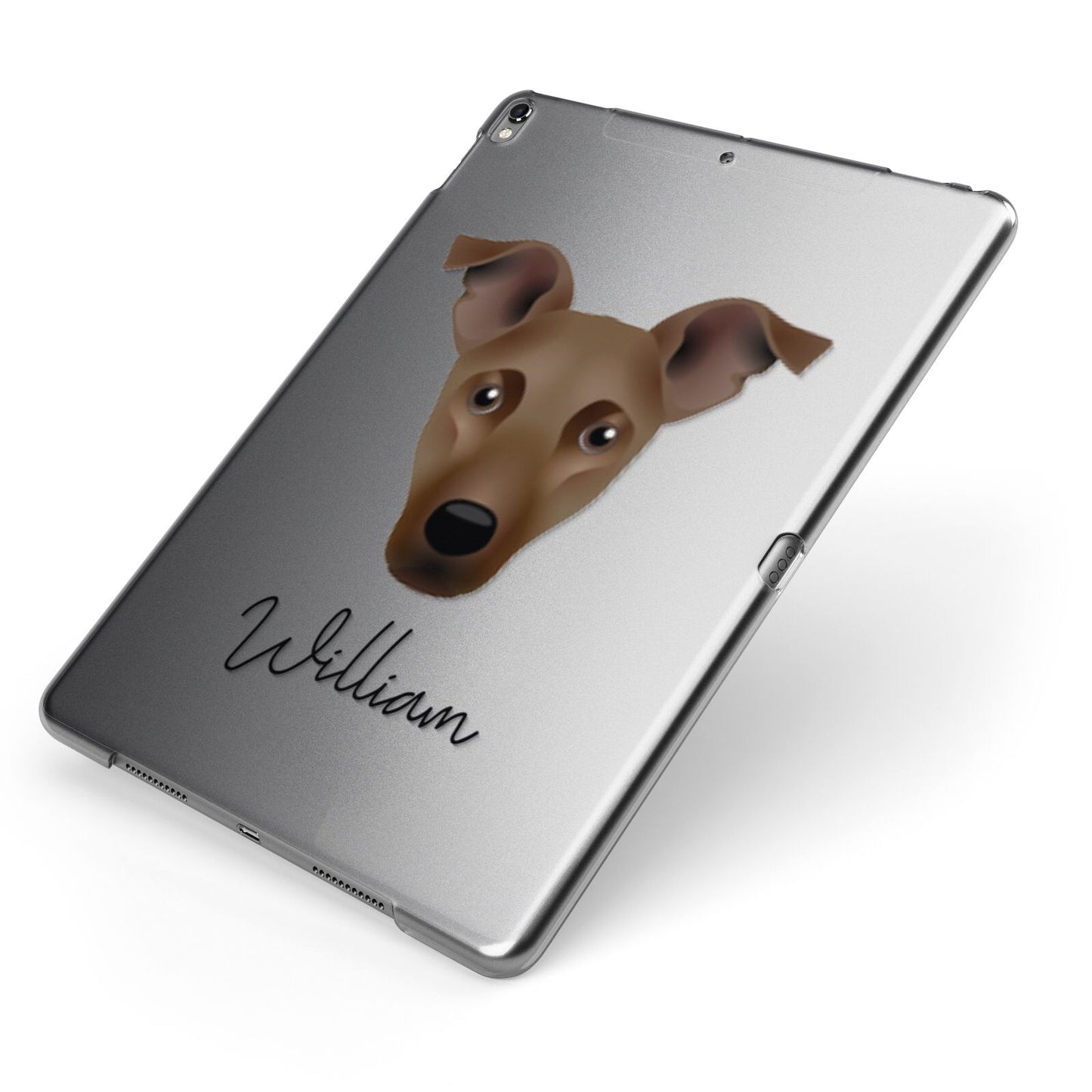 Jackshund Personalised Apple iPad Case on Grey iPad Side View