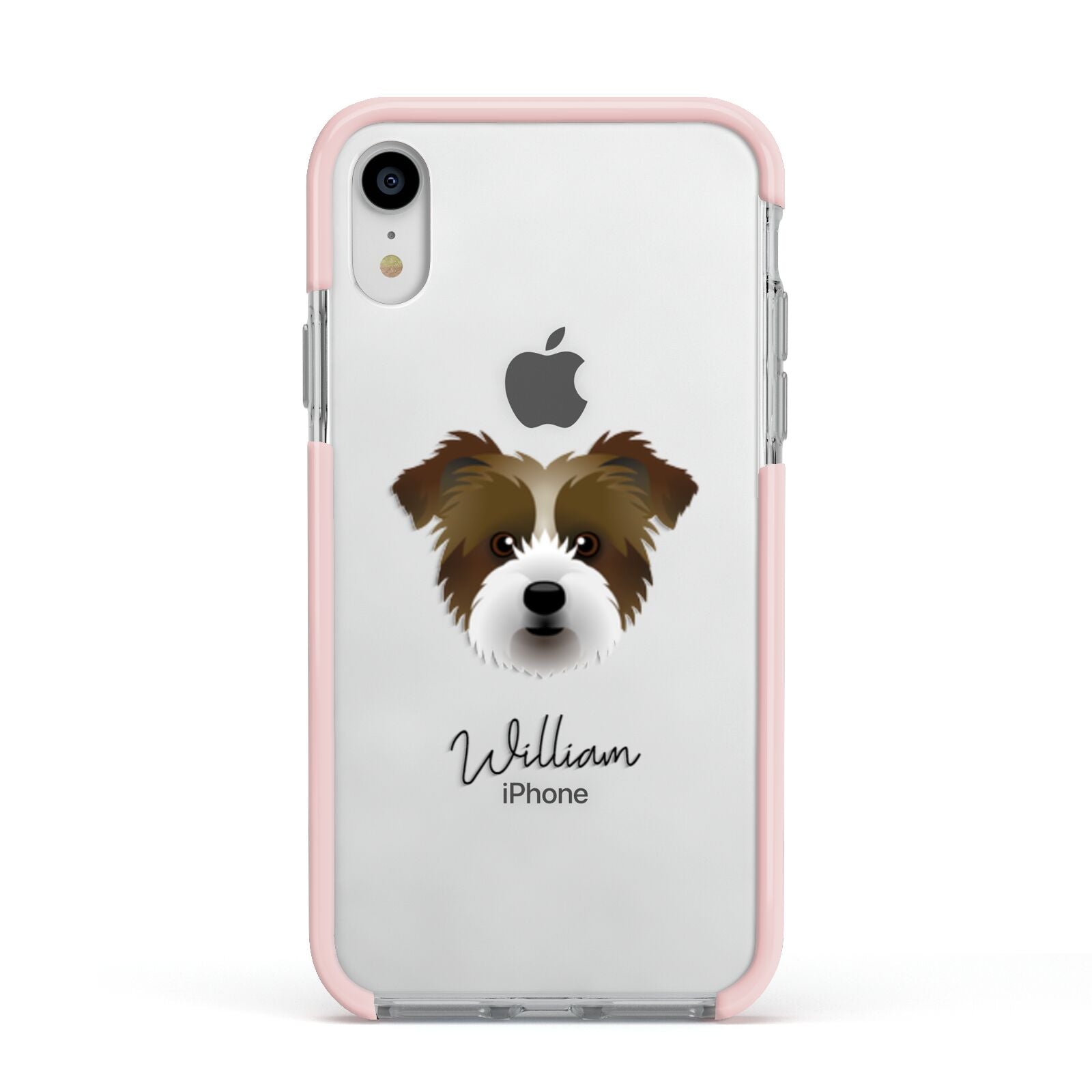 Jacktzu Personalised Apple iPhone XR Impact Case Pink Edge on Silver Phone