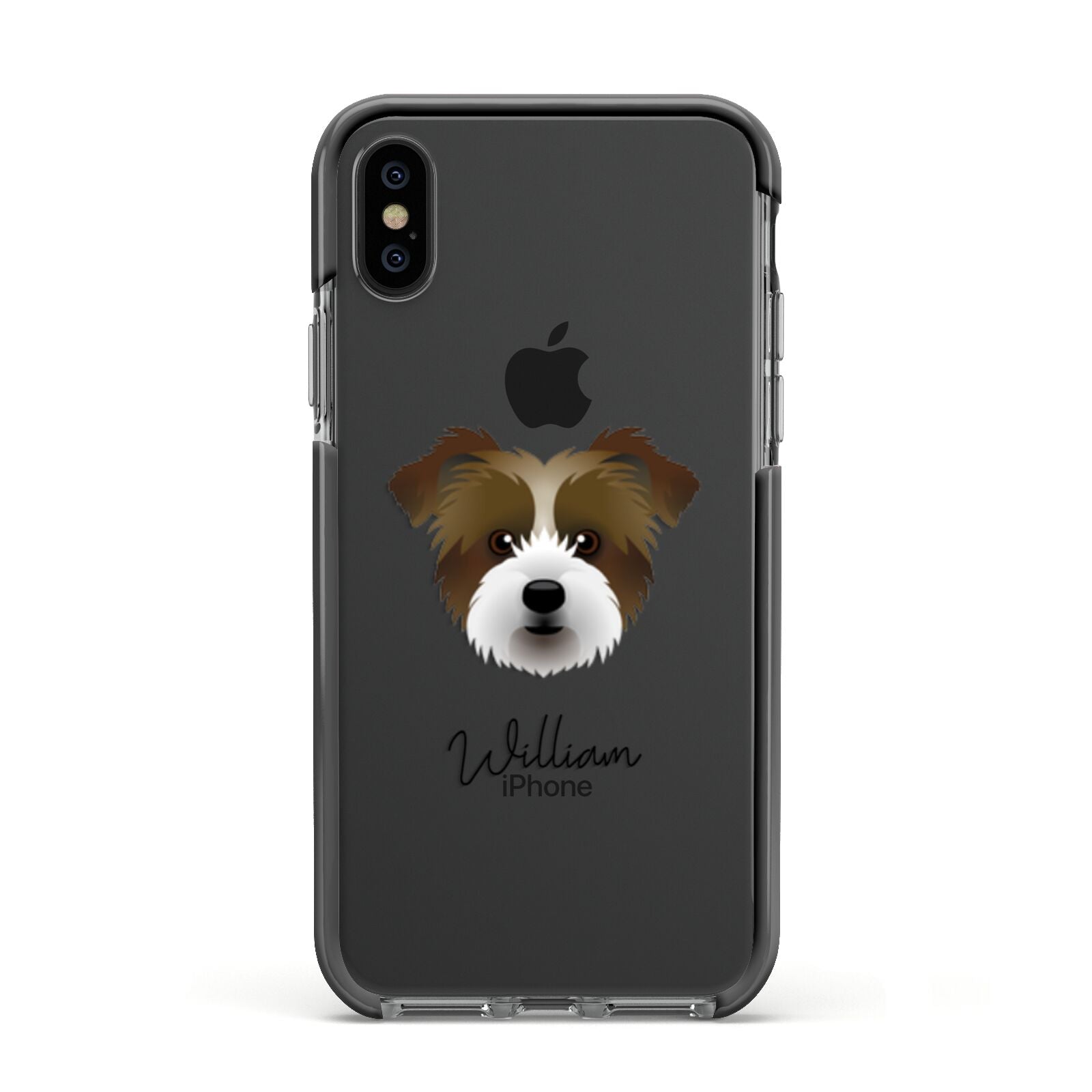 Jacktzu Personalised Apple iPhone Xs Impact Case Black Edge on Black Phone