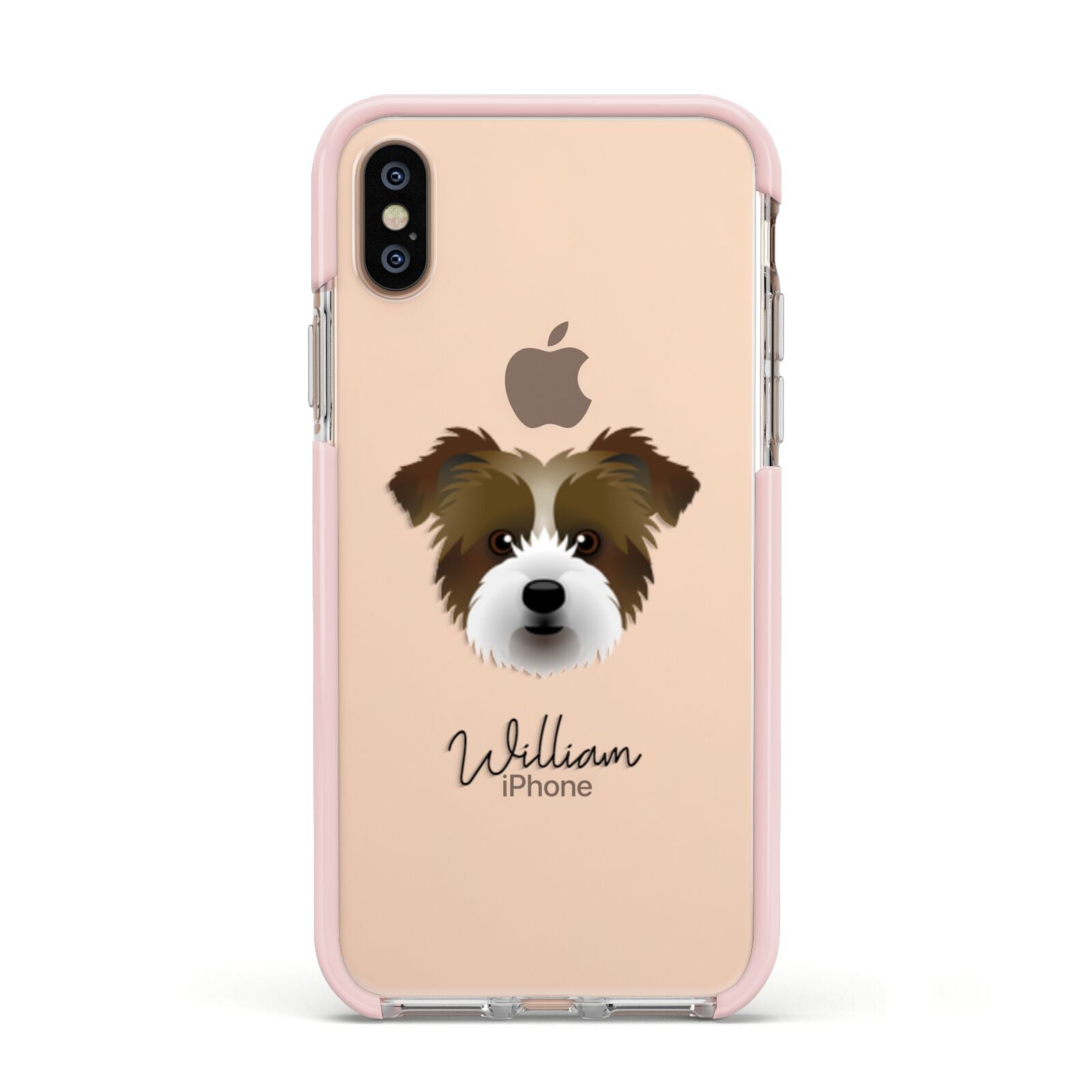 Jacktzu Personalised Apple iPhone Xs Impact Case Pink Edge on Gold Phone