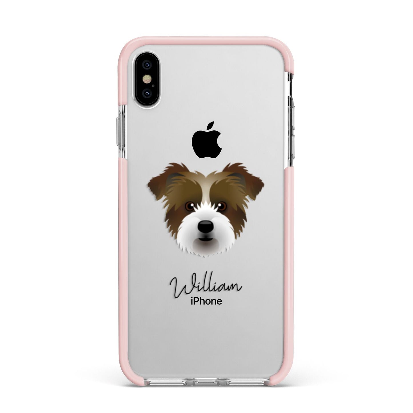 Jacktzu Personalised Apple iPhone Xs Max Impact Case Pink Edge on Silver Phone