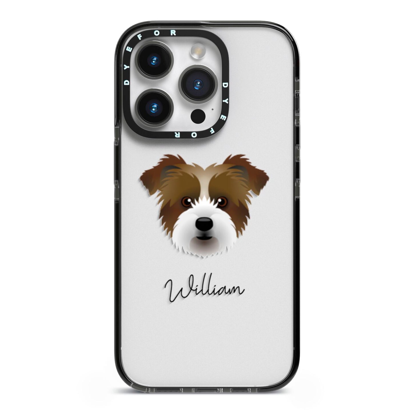 Jacktzu Personalised iPhone 14 Pro Black Impact Case on Silver phone