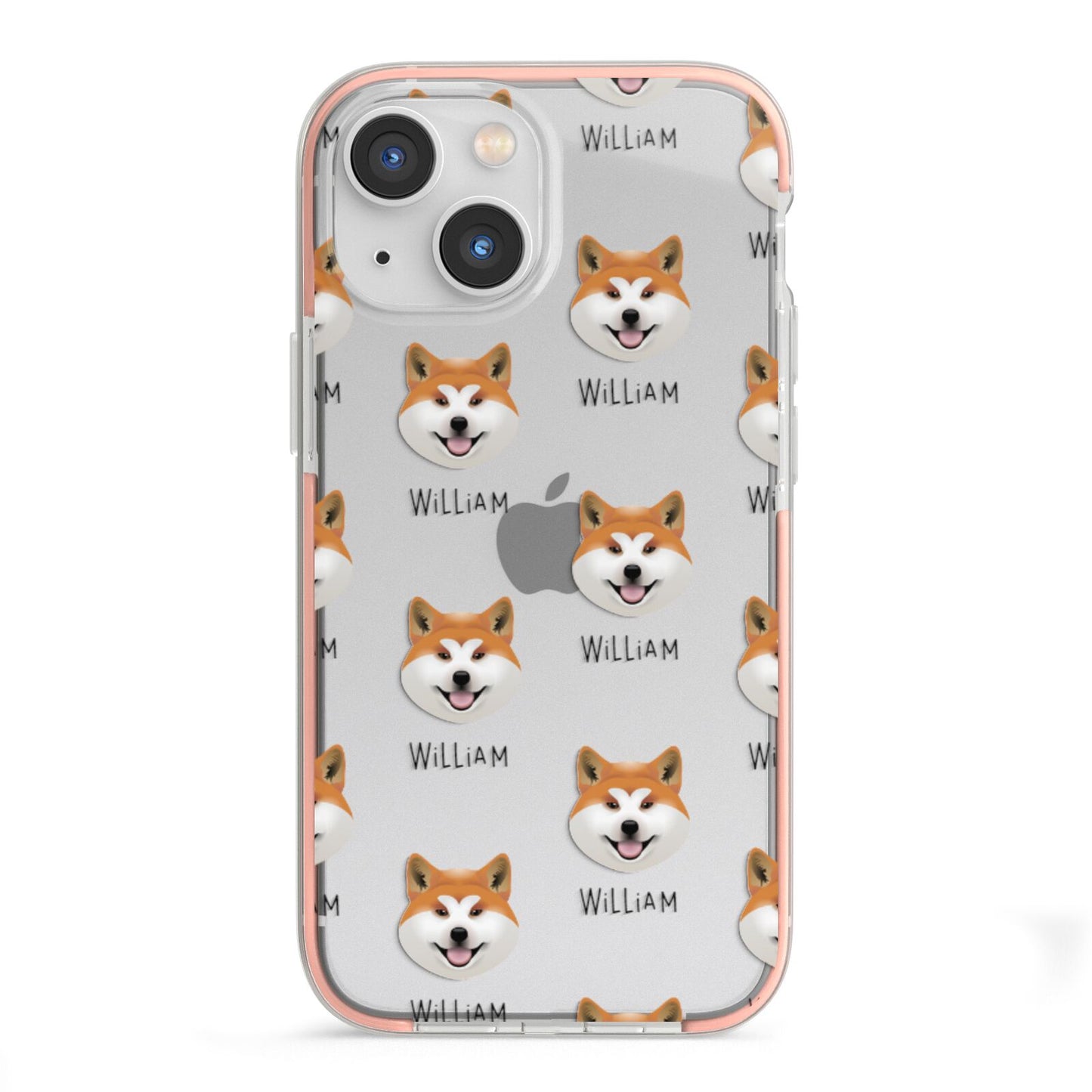 Japanese Akita Icon with Name iPhone 13 Mini TPU Impact Case with Pink Edges