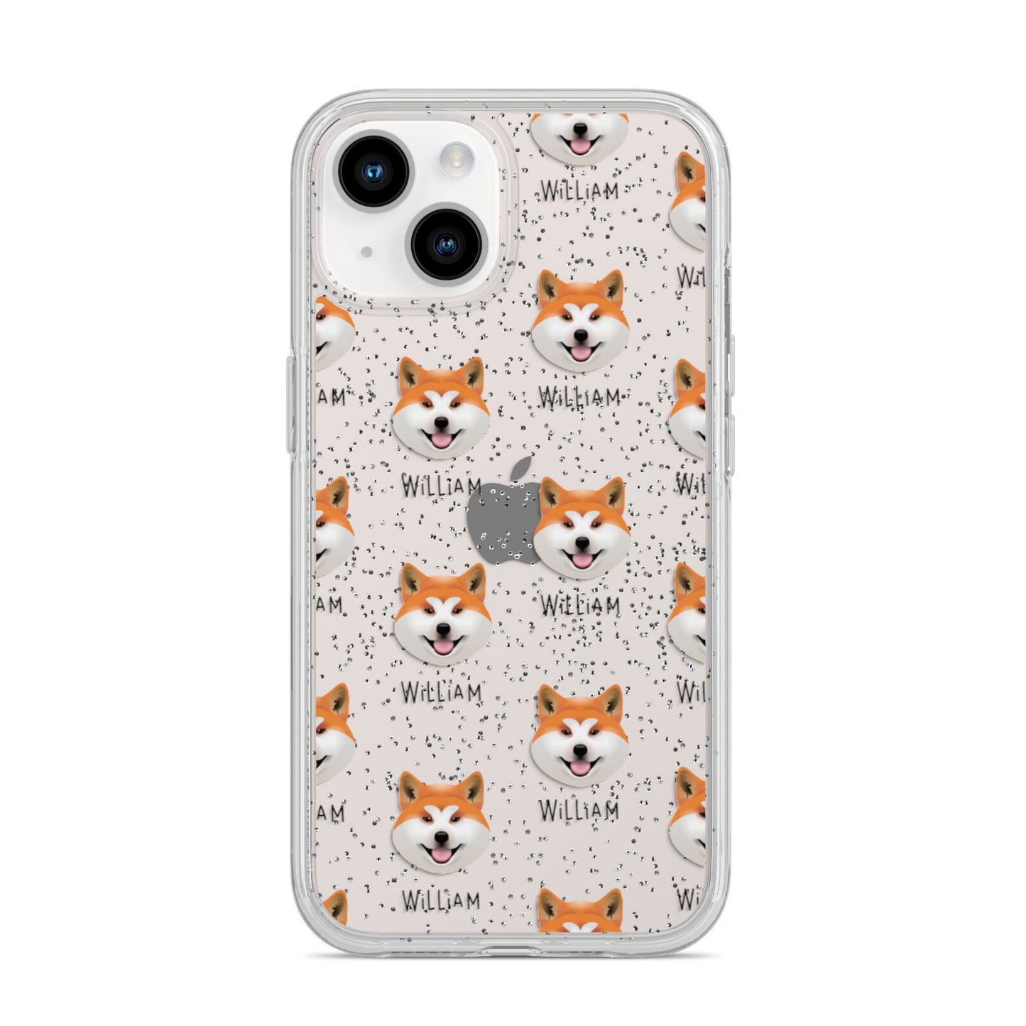 Japanese Akita Icon with Name iPhone 14 Glitter Tough Case Starlight