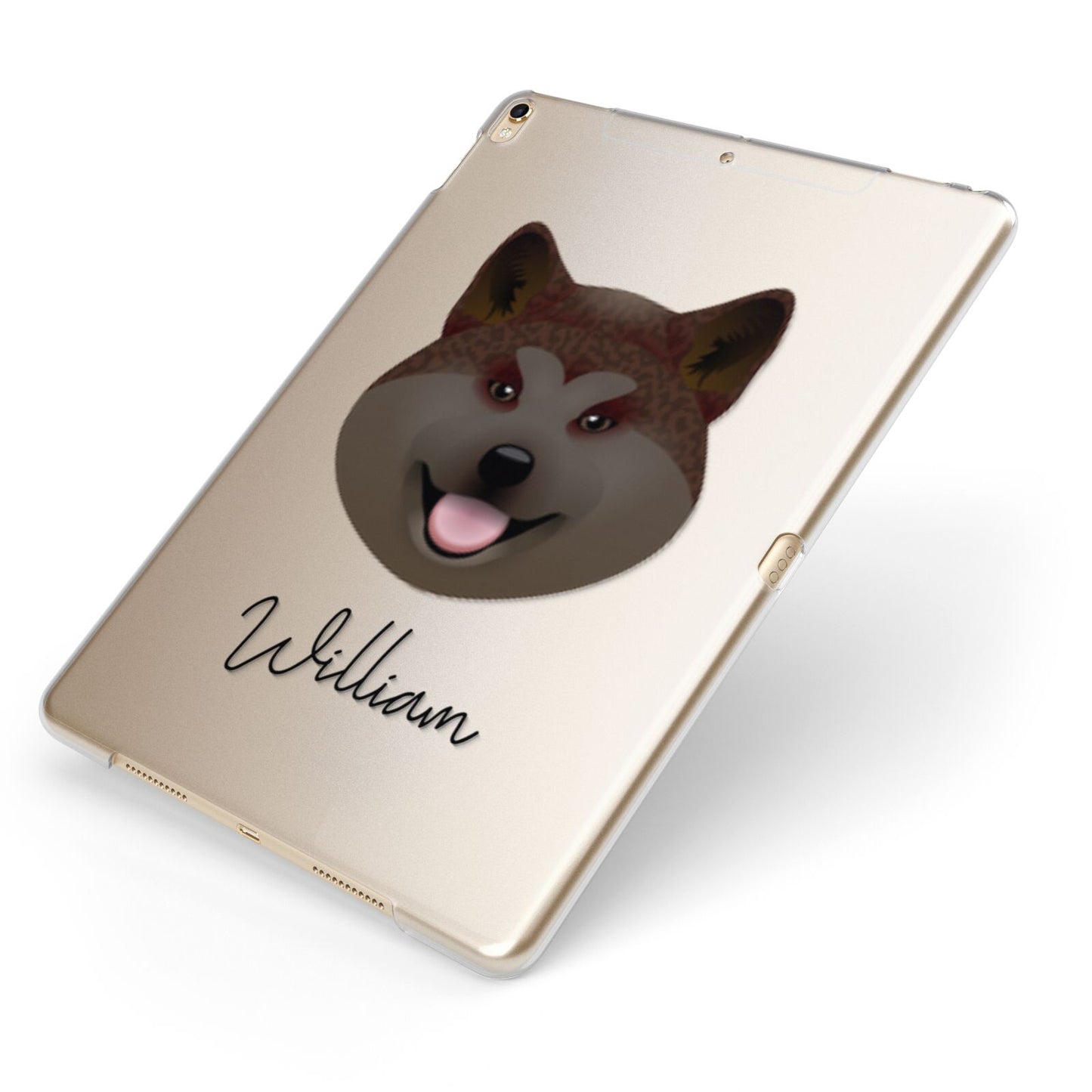 Japanese Akita Personalised Apple iPad Case on Gold iPad Side View