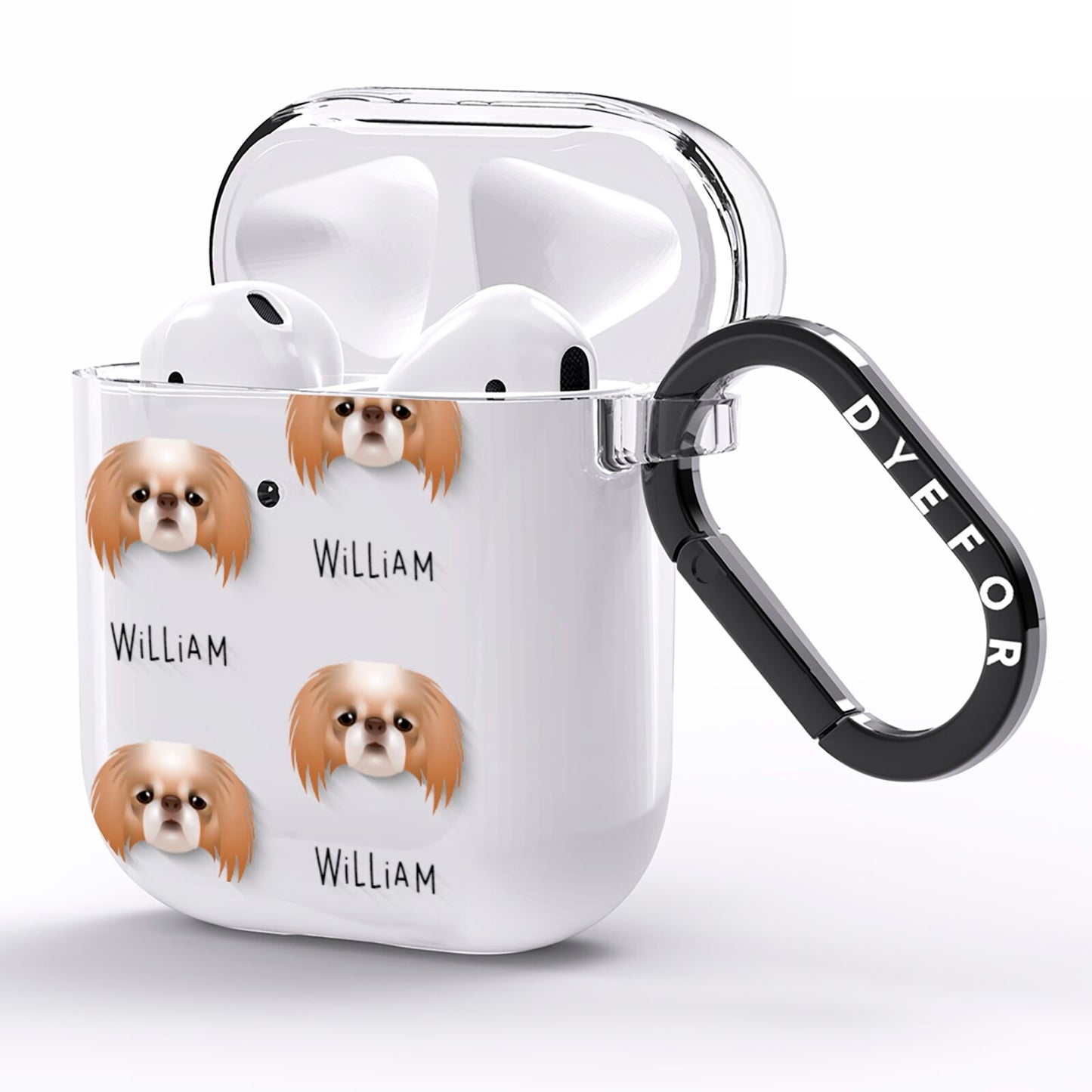 Japanese Chin Icon with Name AirPods Clear Case Side Image