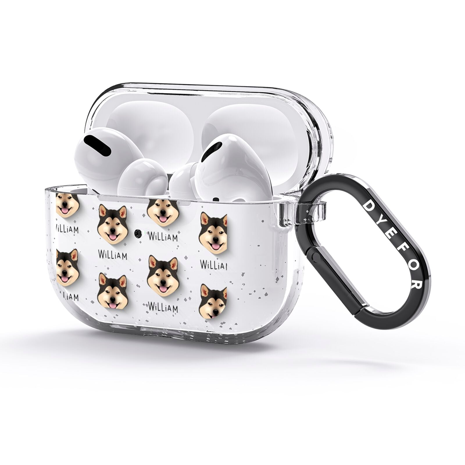 Japanese Shiba Icon with Name AirPods Glitter Case 3rd Gen Side Image