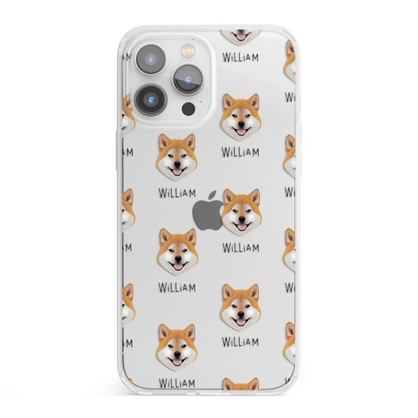 Japanese Shiba Icon with Name iPhone 13 Pro Max Clear Bumper Case